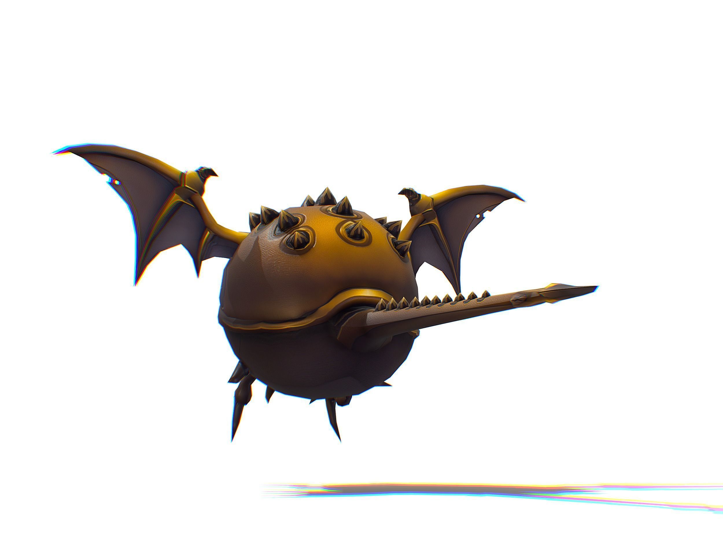 Metallic Drone Spikes Central Eye Bat Wings Tail Low-poly 3D model_5