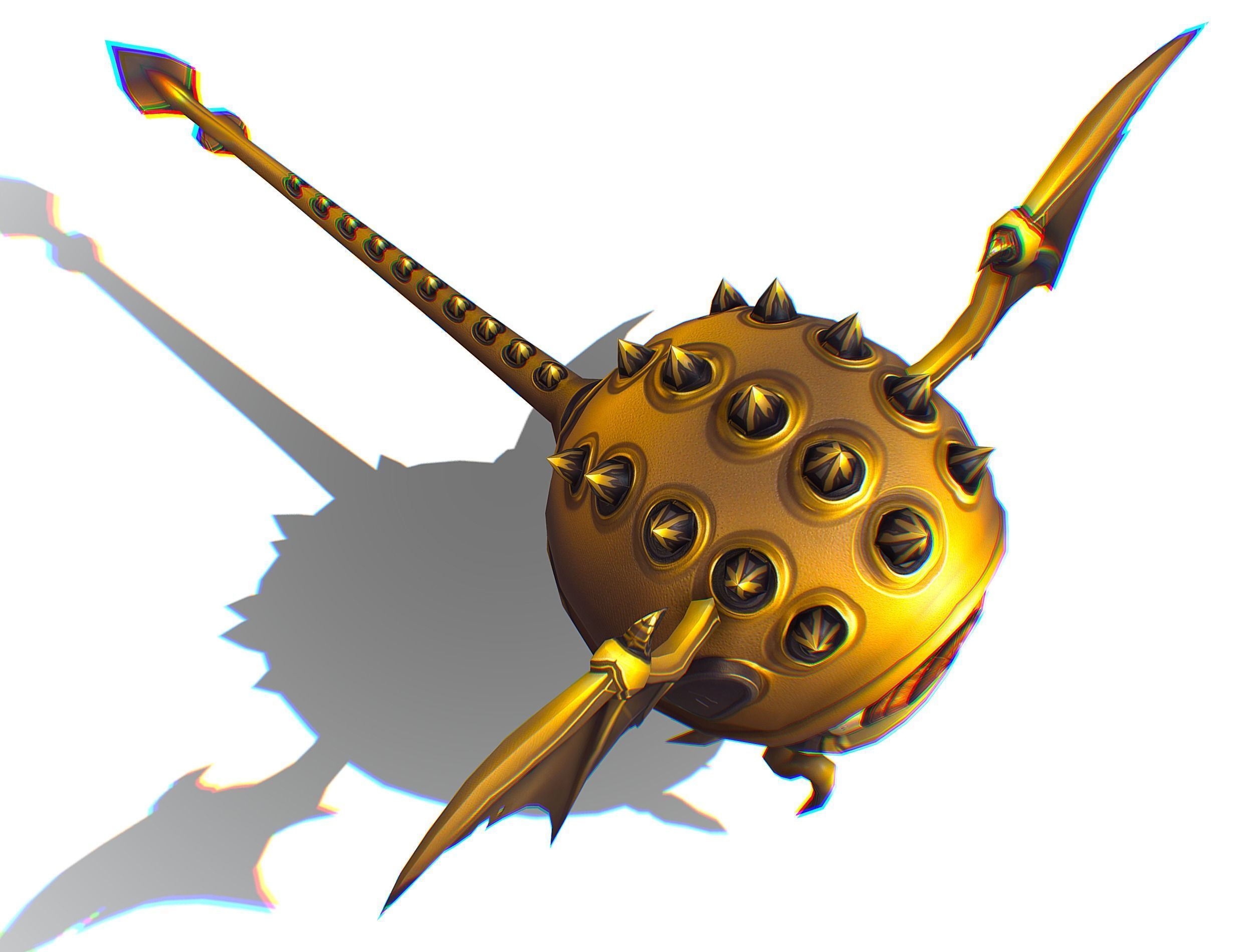 Metallic Drone Spikes Central Eye Bat Wings Tail Low-poly 3D model_14