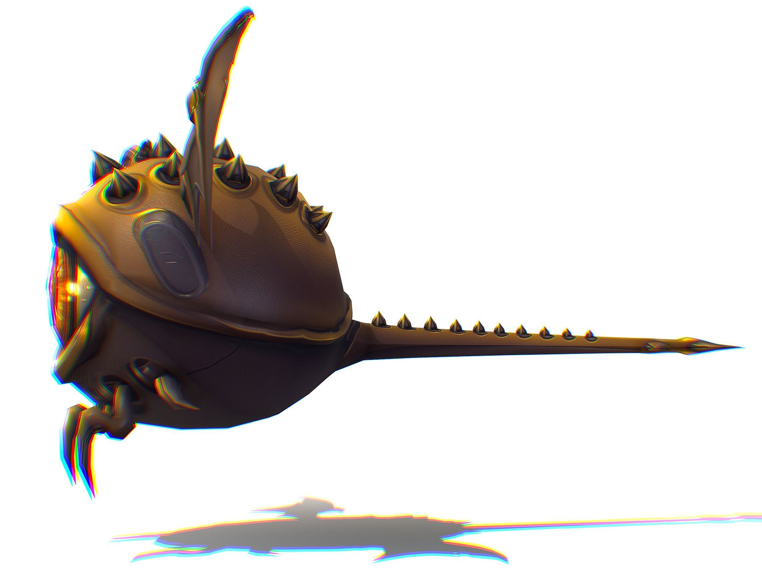 Metallic Drone Spikes Central Eye Bat Wings Tail Low-poly 3D model_2