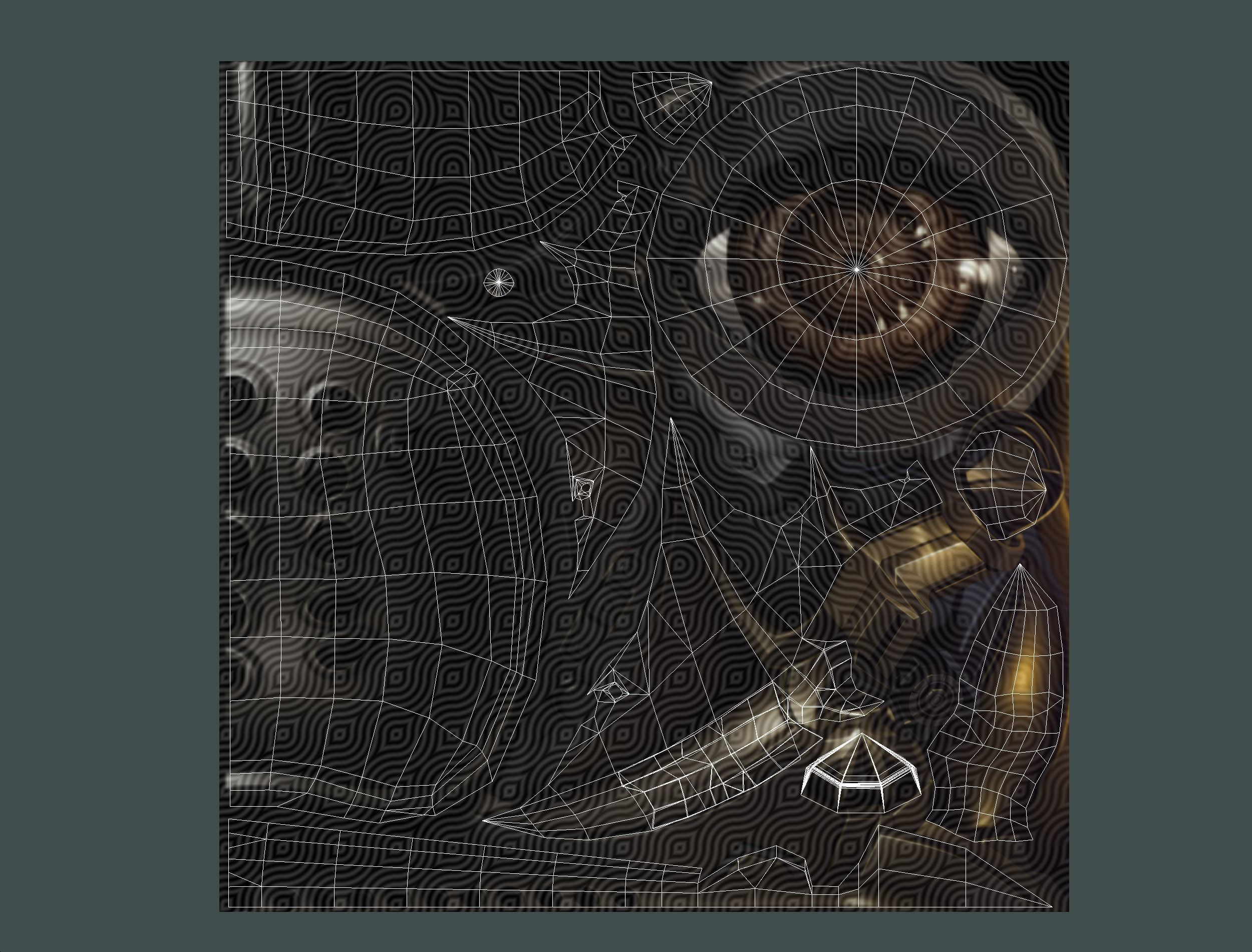 Metallic Drone Spikes Central Eye Bat Wings Tail Low-poly 3D model_22