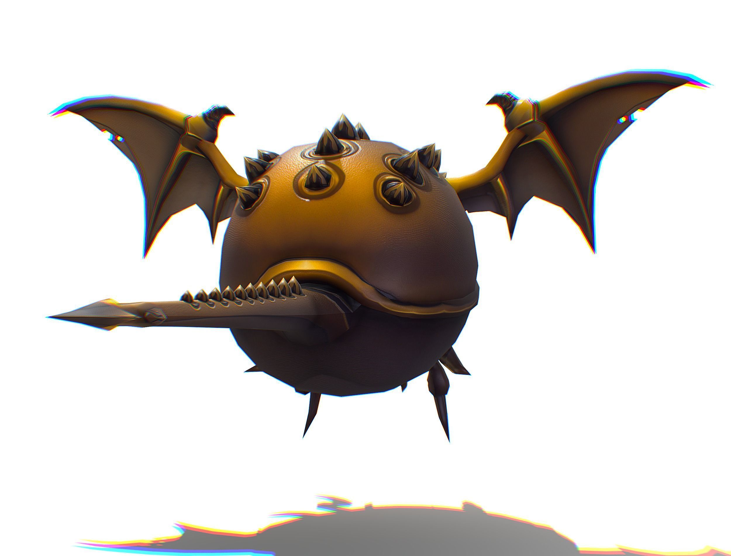 Metallic Drone Spikes Central Eye Bat Wings Tail Low-poly 3D model_7