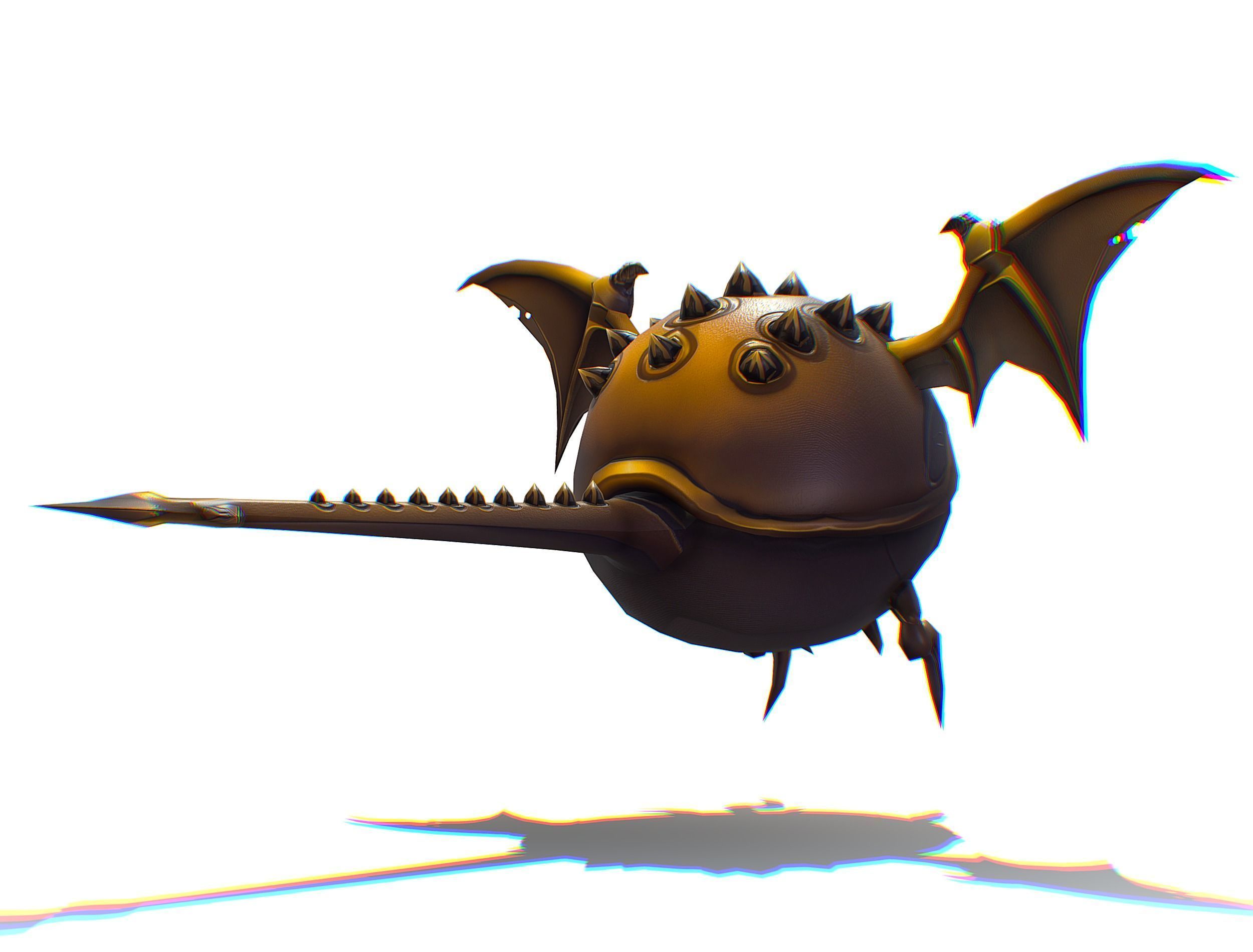 Metallic Drone Spikes Central Eye Bat Wings Tail Low-poly 3D model_8