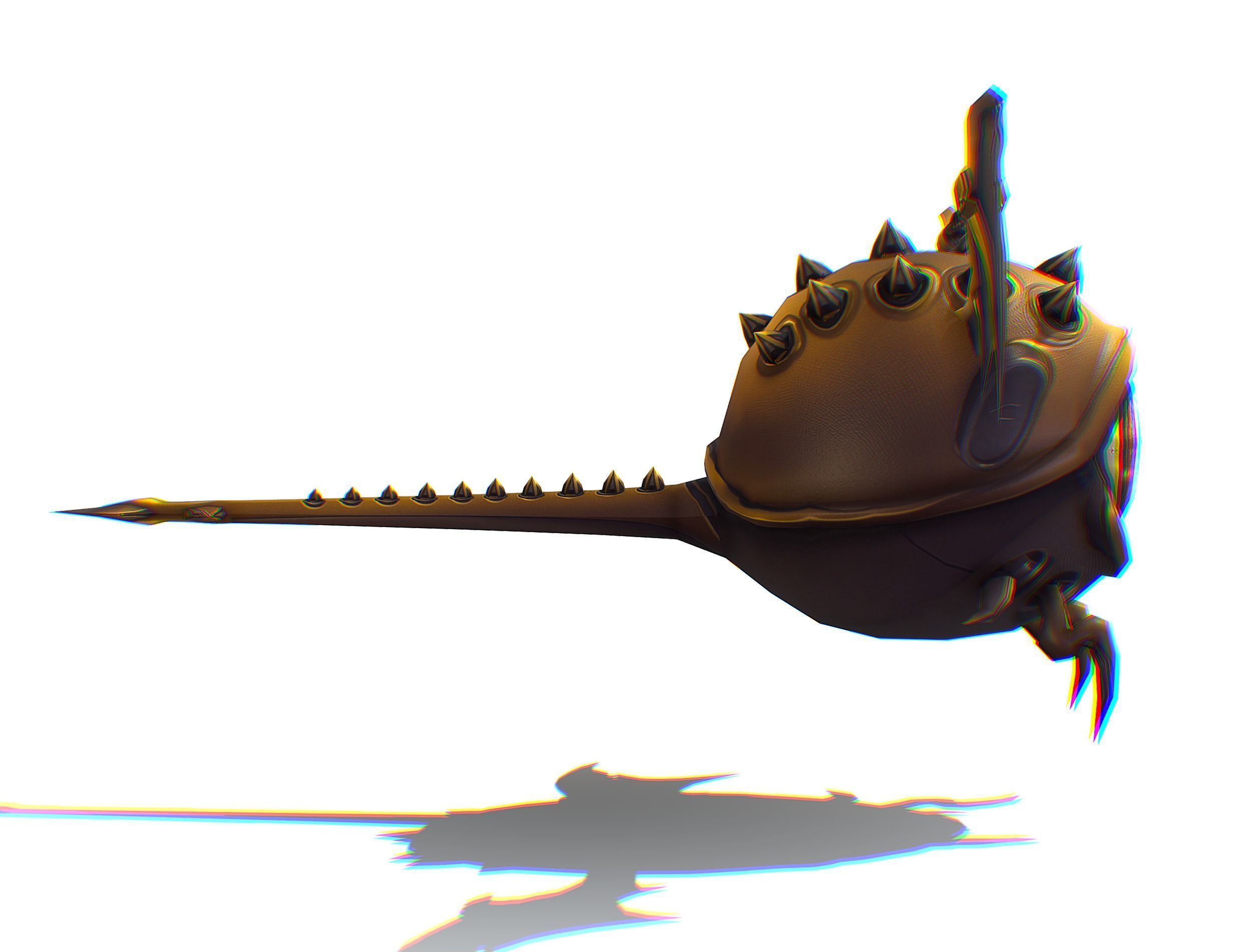 Metallic Drone Spikes Central Eye Bat Wings Tail Low-poly 3D model_10