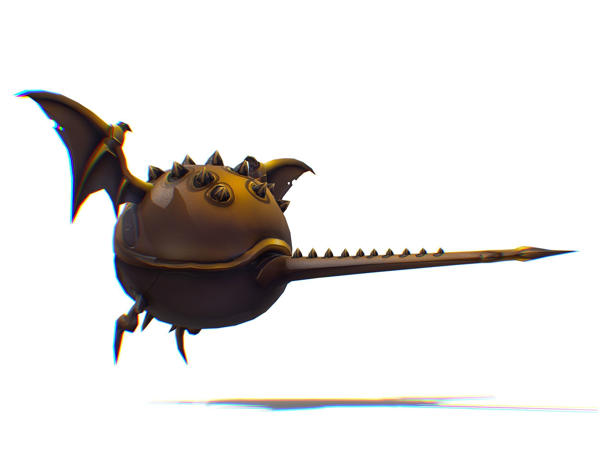 Metallic Drone Spikes Central Eye Bat Wings Tail Low-poly 3D model_4