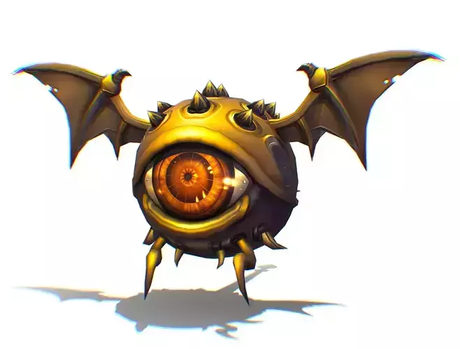 Metallic Drone Spikes Central Eye Bat Wings Tail Low-poly 3D model