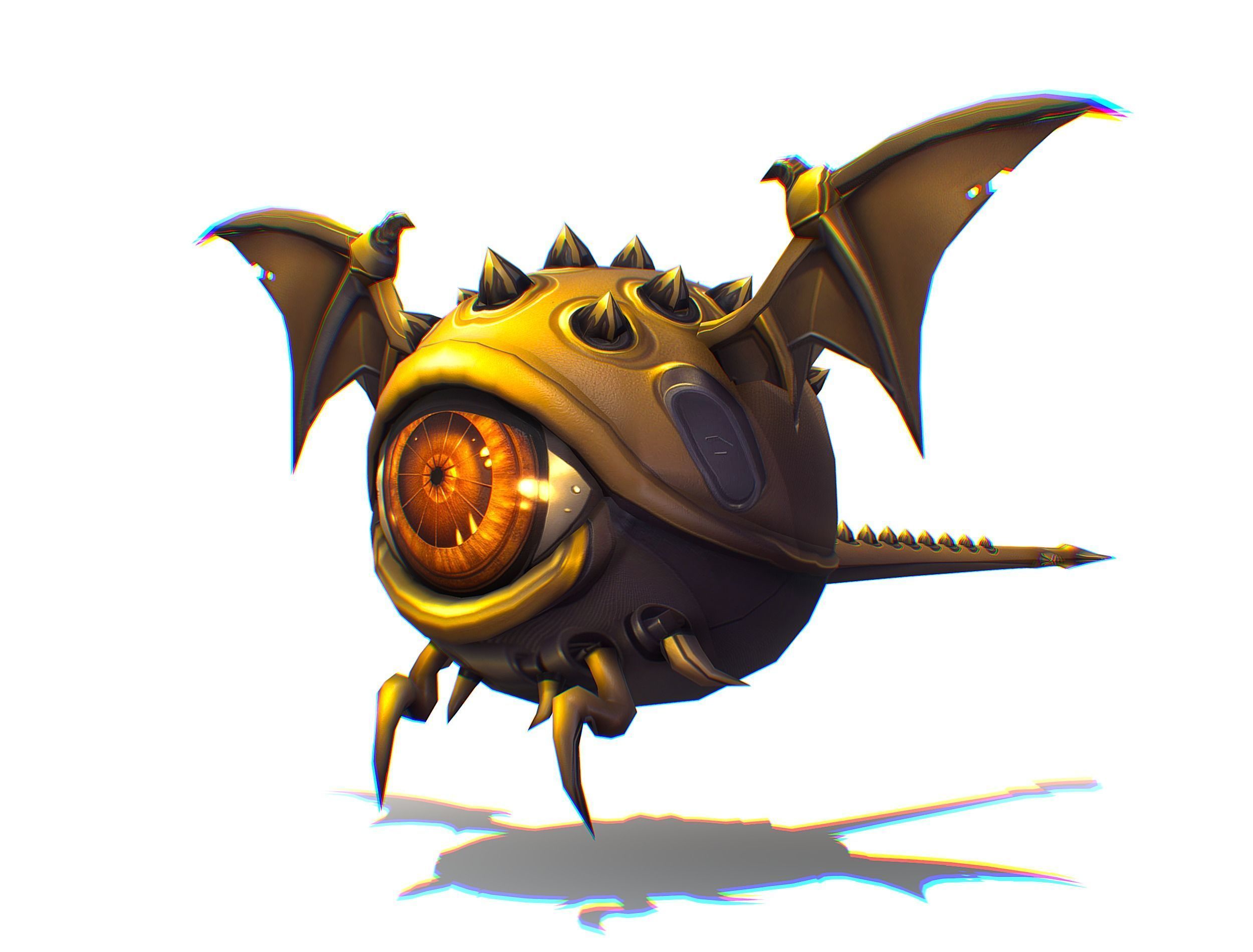Metallic Drone Spikes Central Eye Bat Wings Tail Low-poly 3D model_1