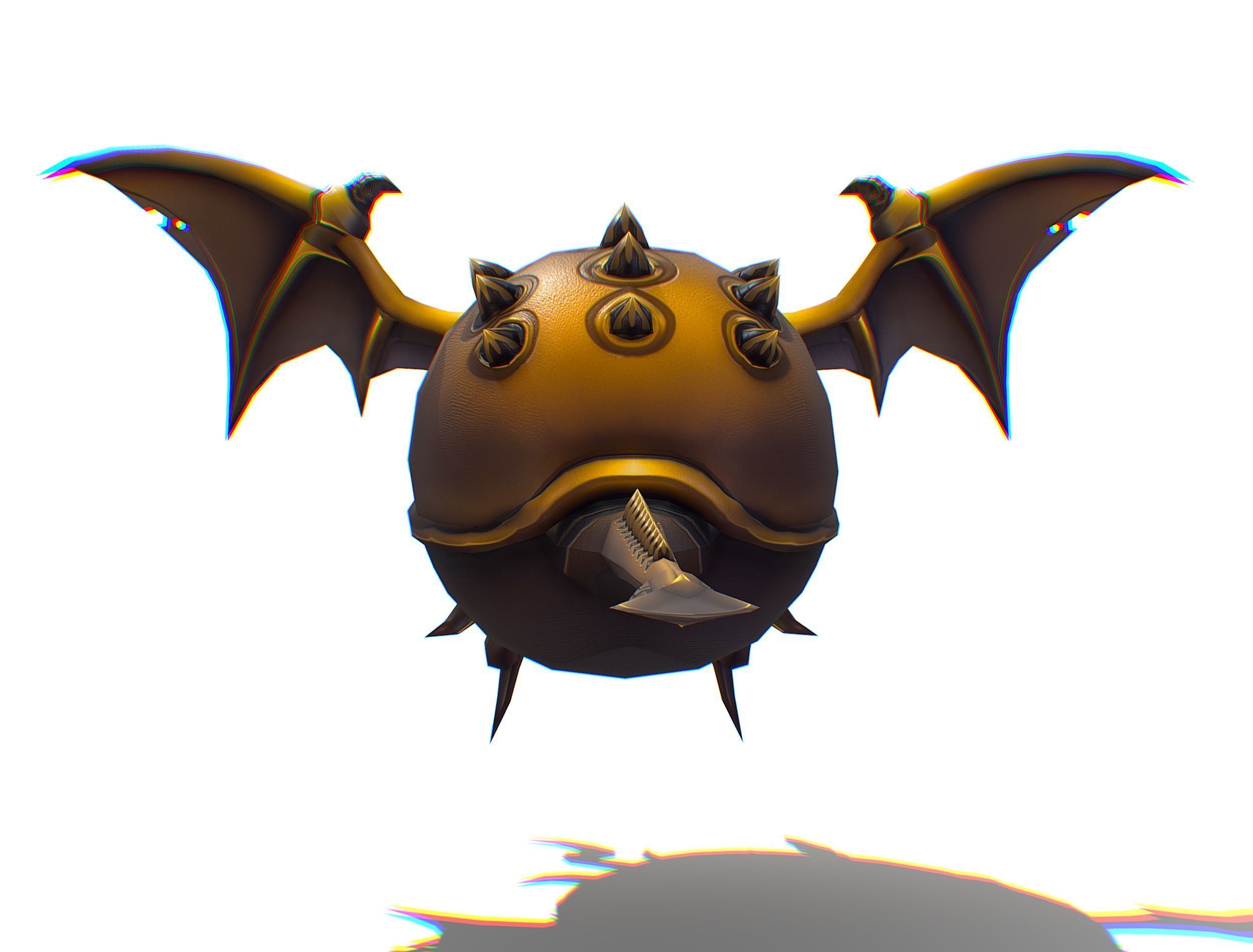 Metallic Drone Spikes Central Eye Bat Wings Tail Low-poly 3D model_6