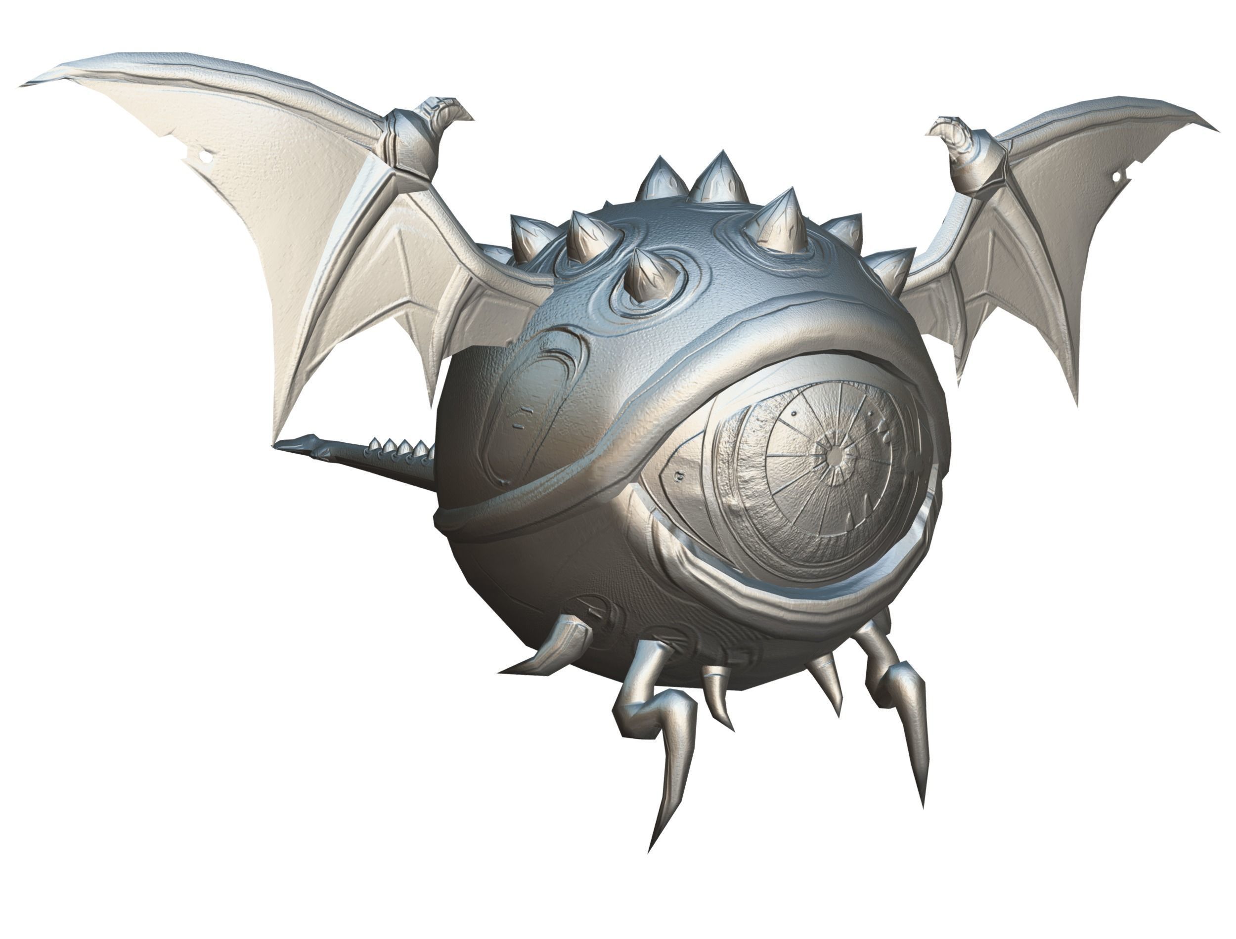 Metallic Drone Spikes Central Eye Bat Wings Tail Low-poly 3D model_20