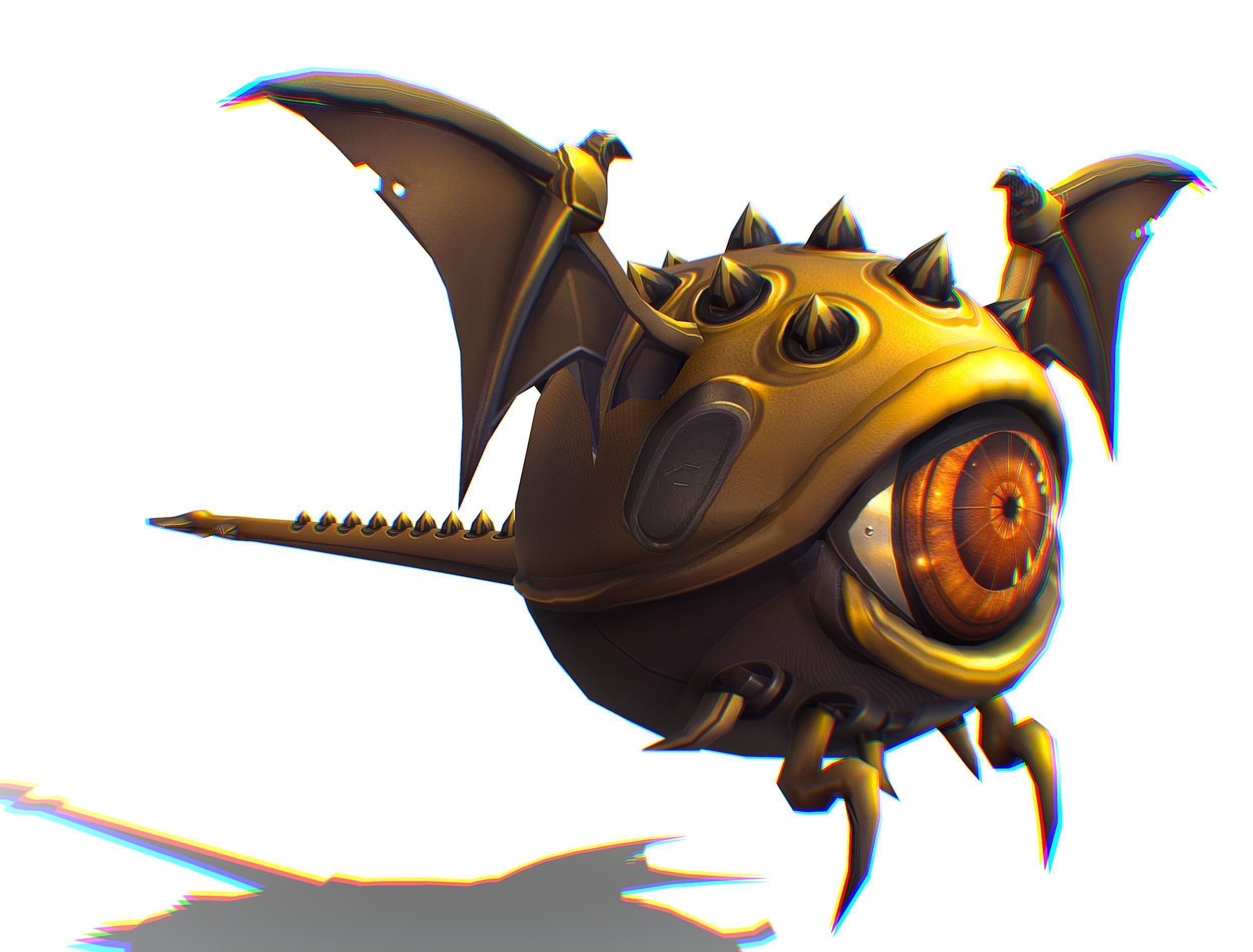 Metallic Drone Spikes Central Eye Bat Wings Tail Low-poly 3D model_11