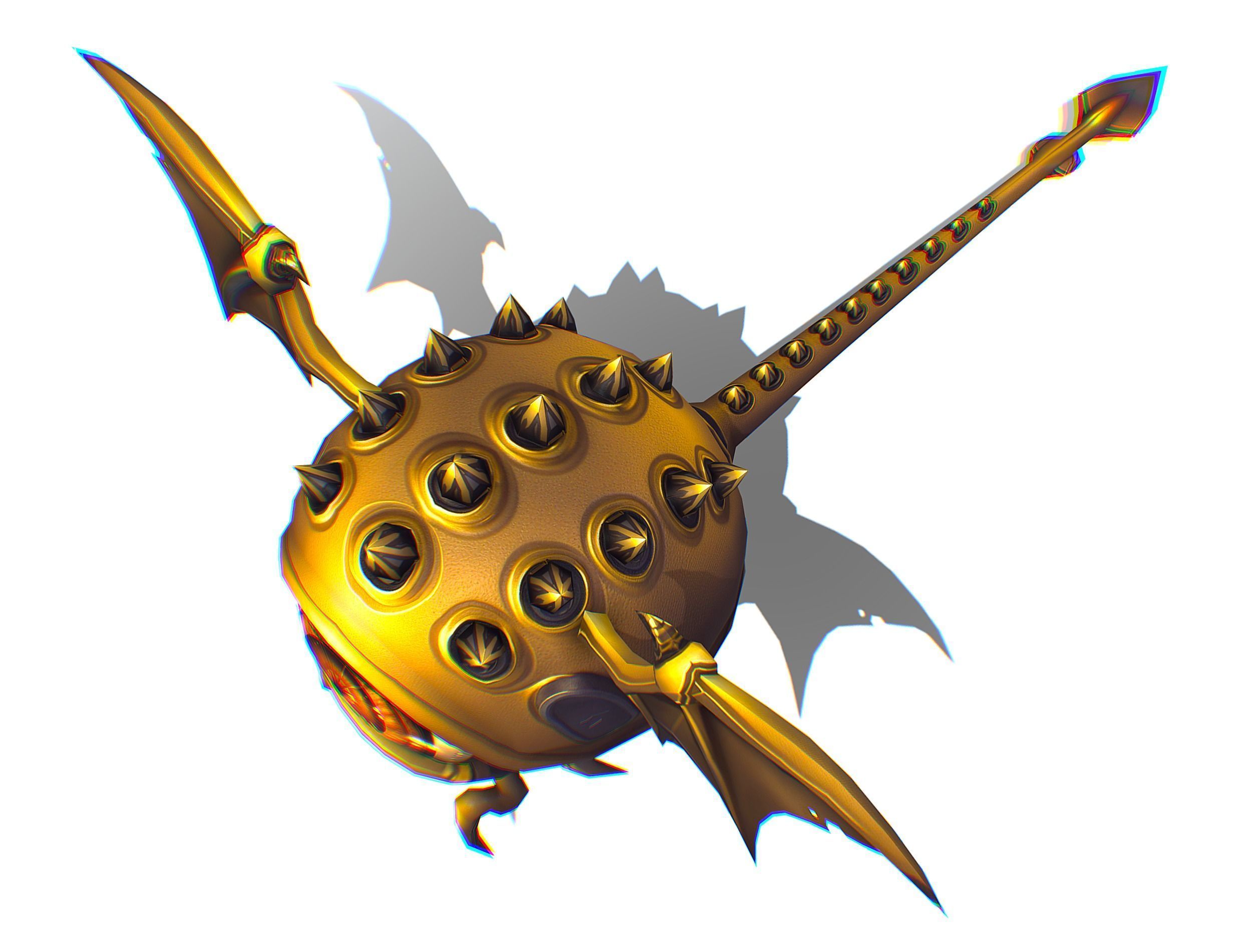 Metallic Drone Spikes Central Eye Bat Wings Tail Low-poly 3D model_15