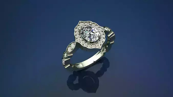 Oval Wedding Diamond Ring 3D print model