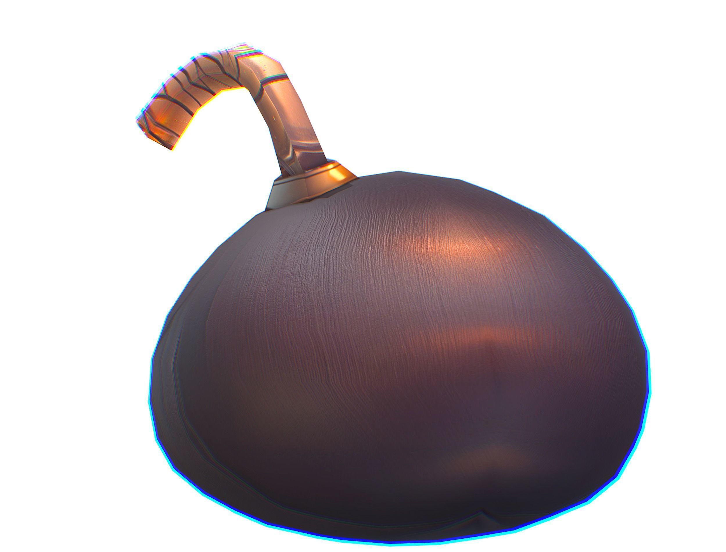 Black Cartoon Bomb With Glowing Eyes a Lit Fuse Low-poly 3D model_6