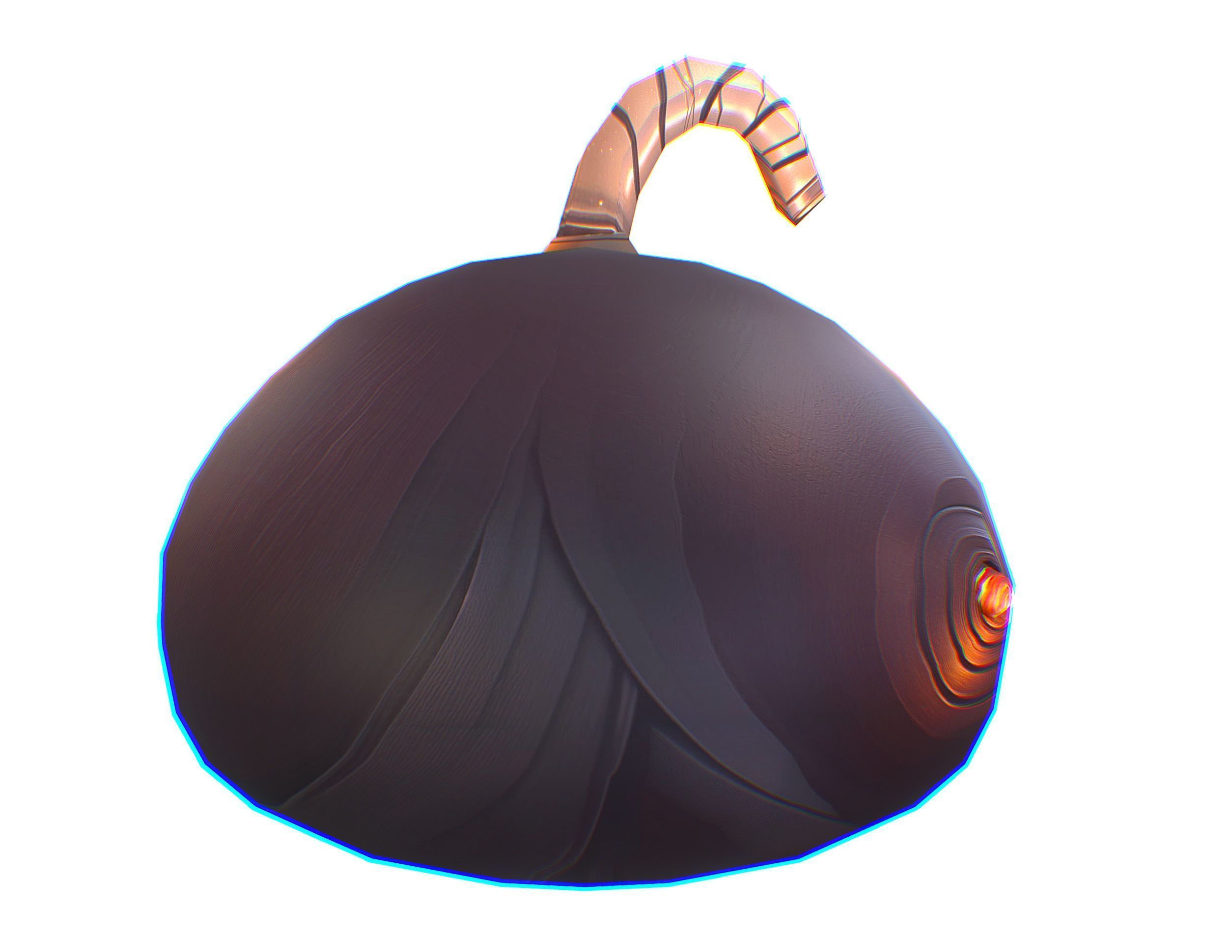 Black Cartoon Bomb With Glowing Eyes a Lit Fuse Low-poly 3D model_9