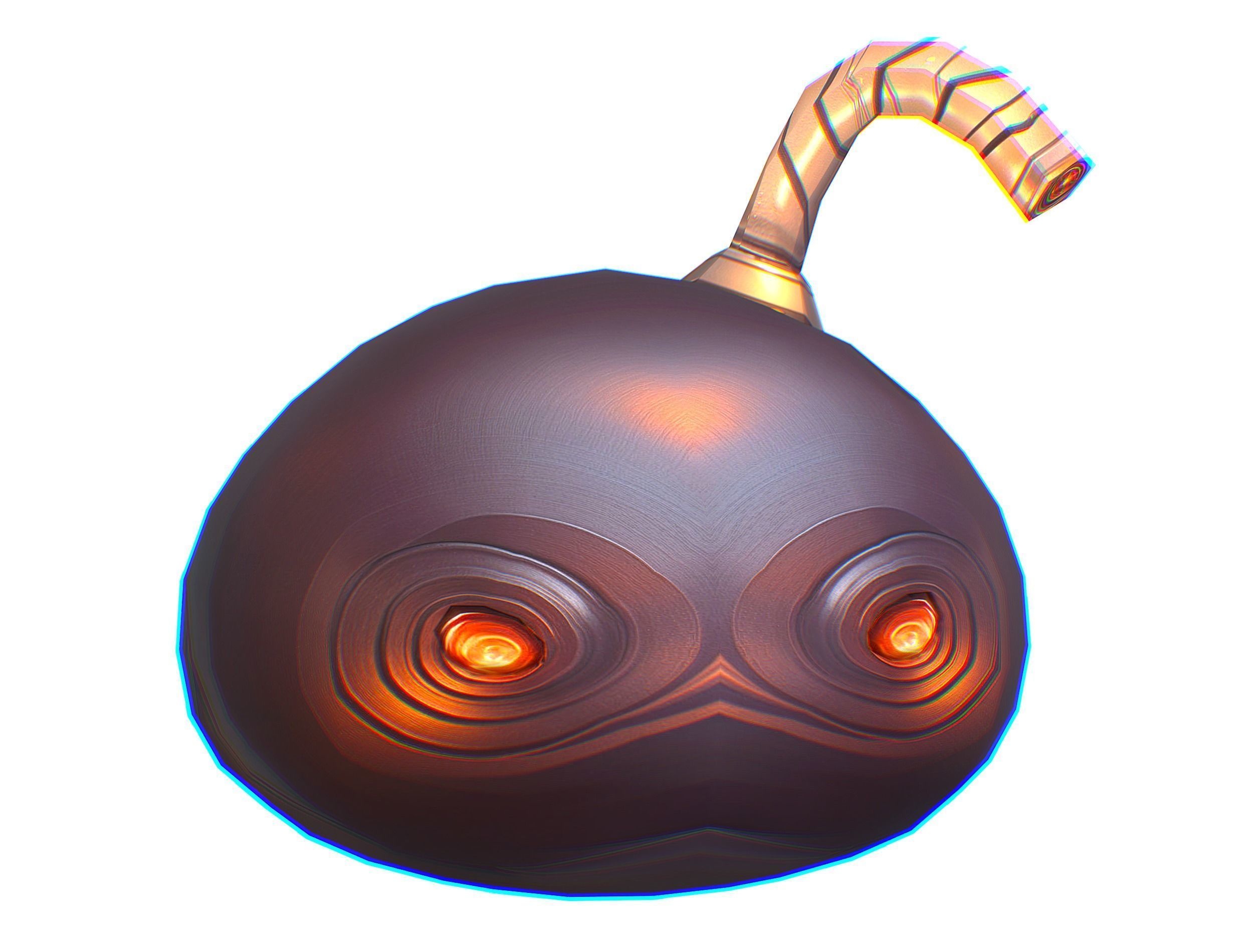 Black Cartoon Bomb With Glowing Eyes a Lit Fuse Low-poly 3D model_11