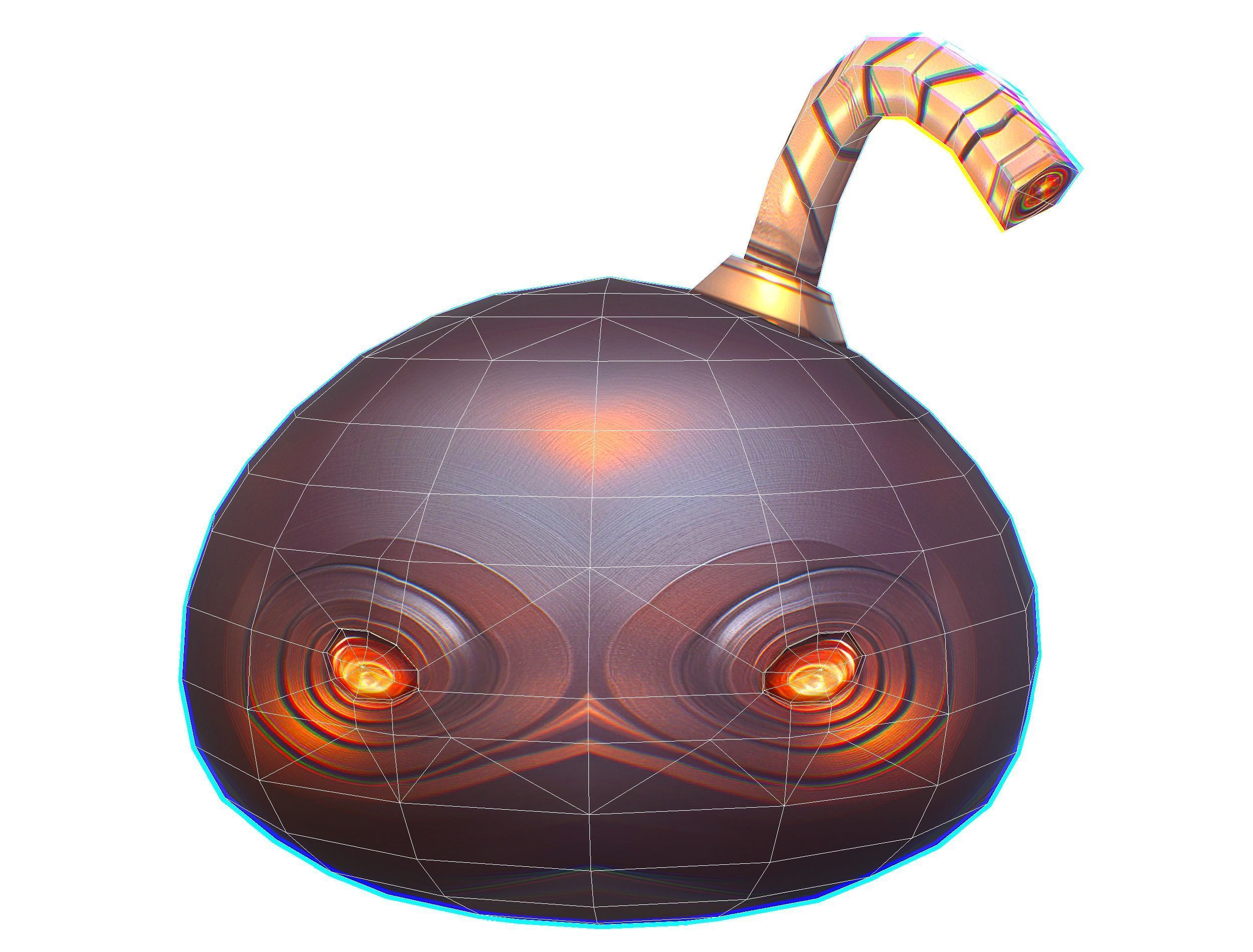 Black Cartoon Bomb With Glowing Eyes a Lit Fuse Low-poly 3D model_16
