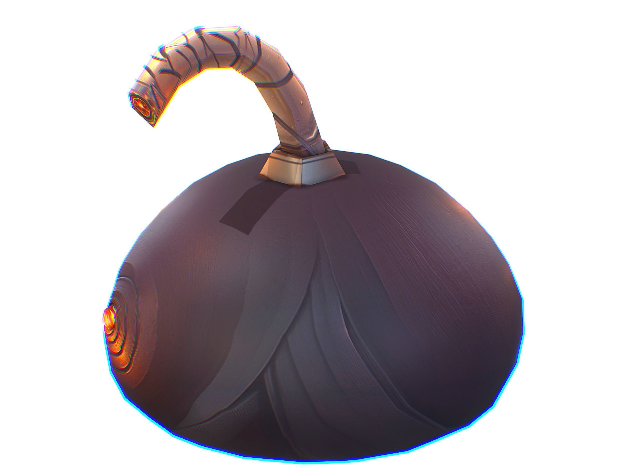 Black Cartoon Bomb With Glowing Eyes a Lit Fuse Low-poly 3D model_4