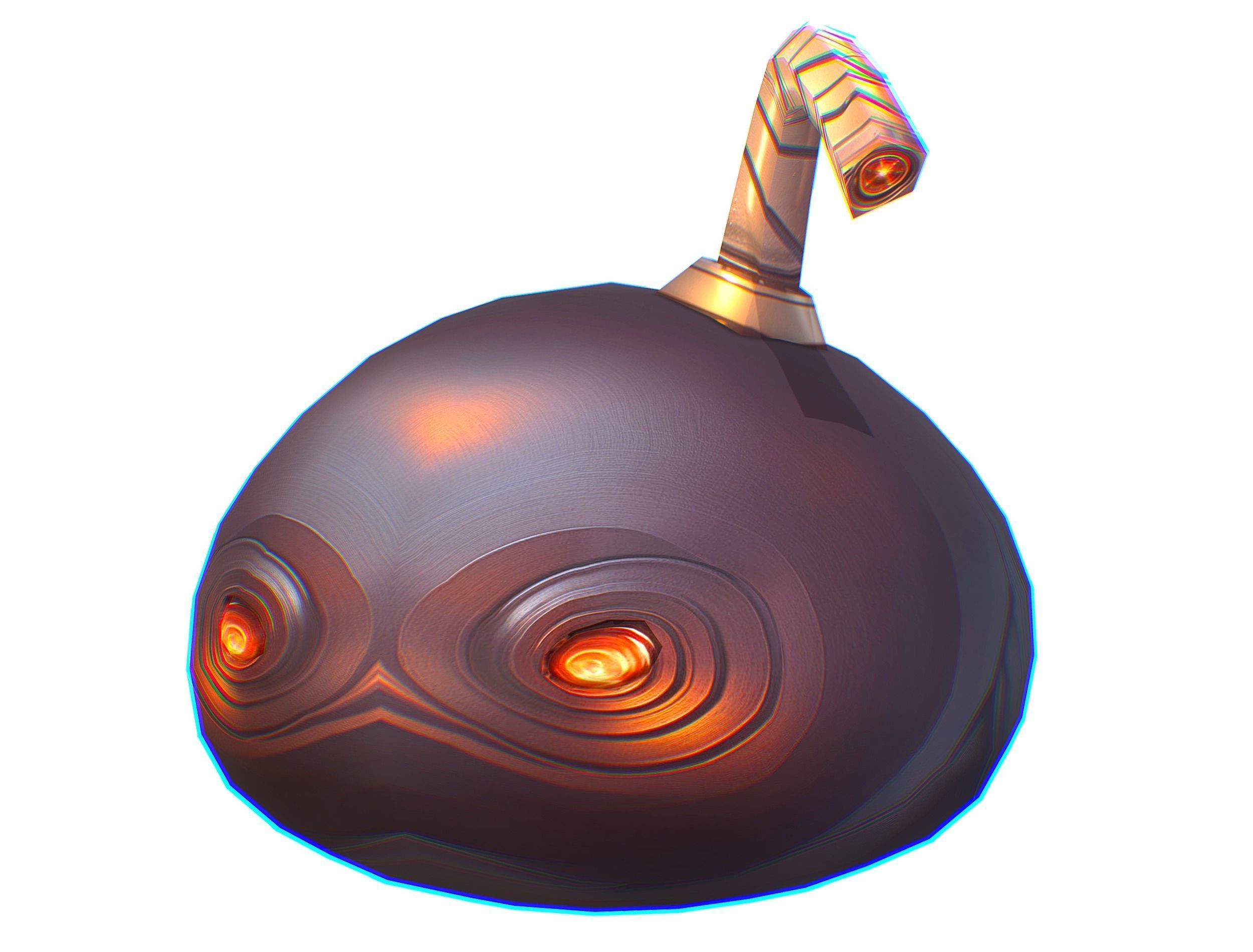 Black Cartoon Bomb With Glowing Eyes a Lit Fuse Low-poly 3D model_1