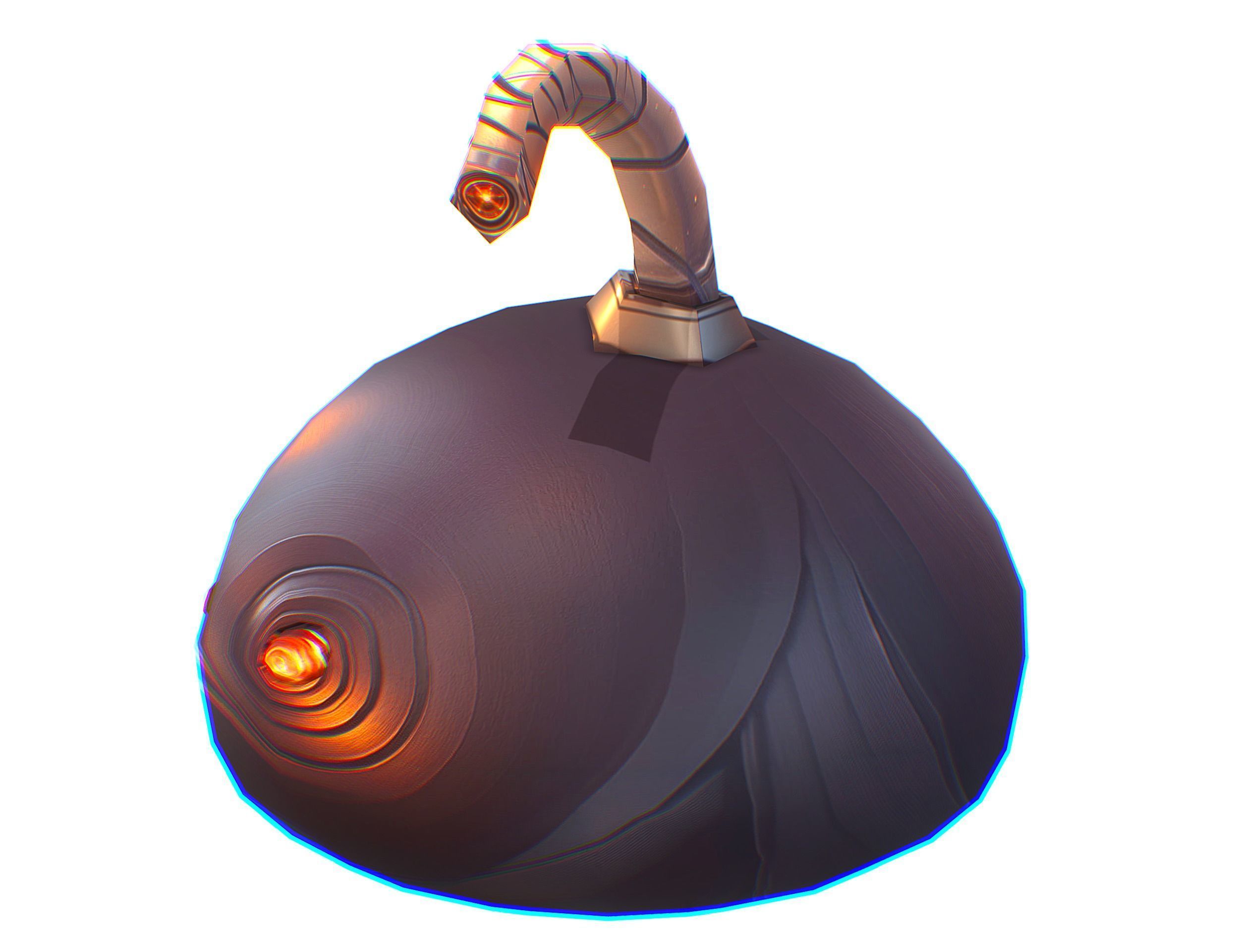 Black Cartoon Bomb With Glowing Eyes a Lit Fuse Low-poly 3D model_3