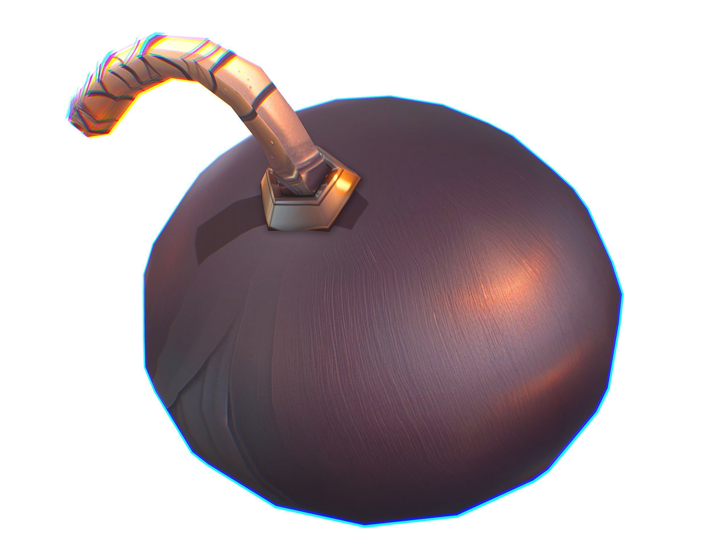 Black Cartoon Bomb With Glowing Eyes a Lit Fuse Low-poly 3D model_14