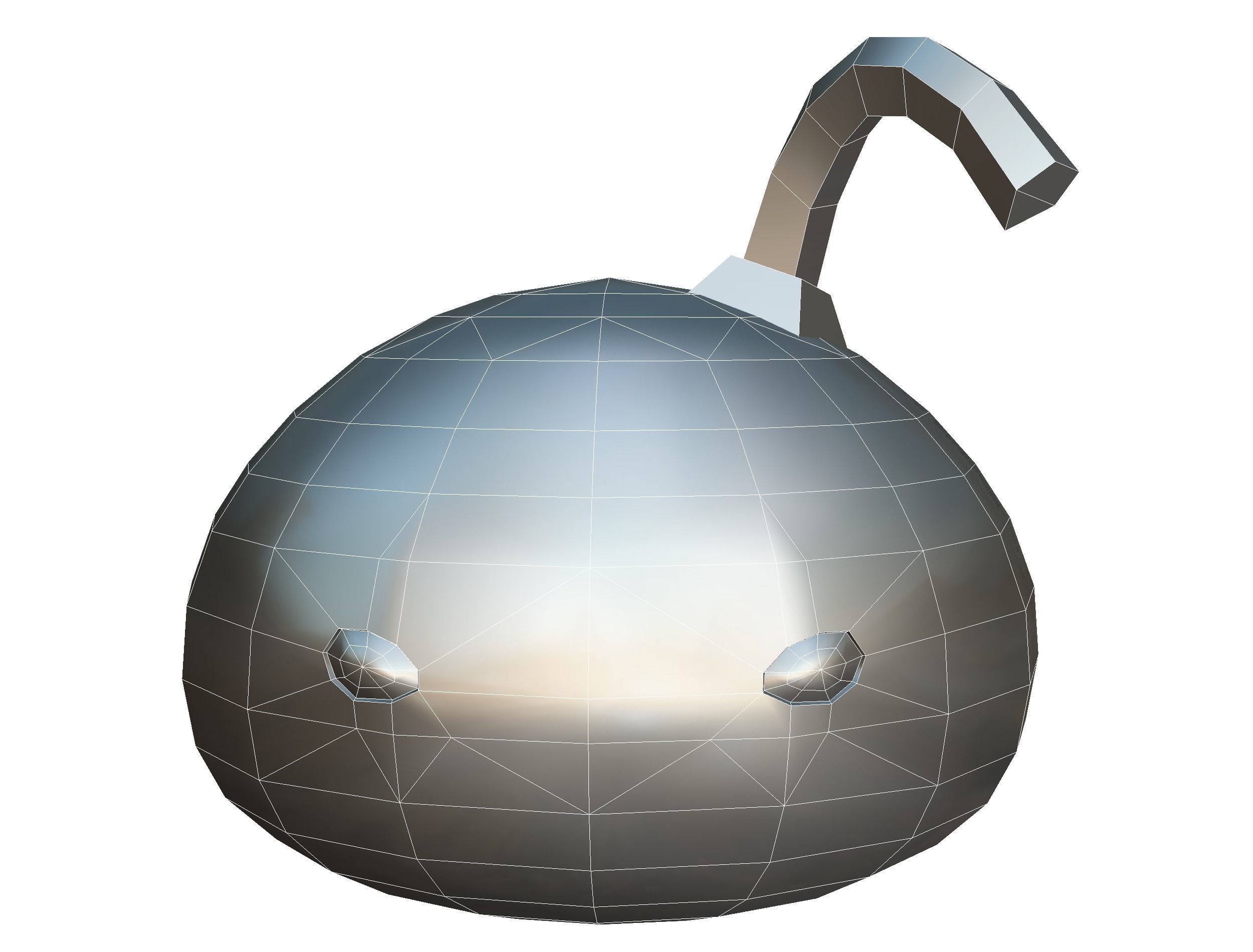 Black Cartoon Bomb With Glowing Eyes a Lit Fuse Low-poly 3D model_17