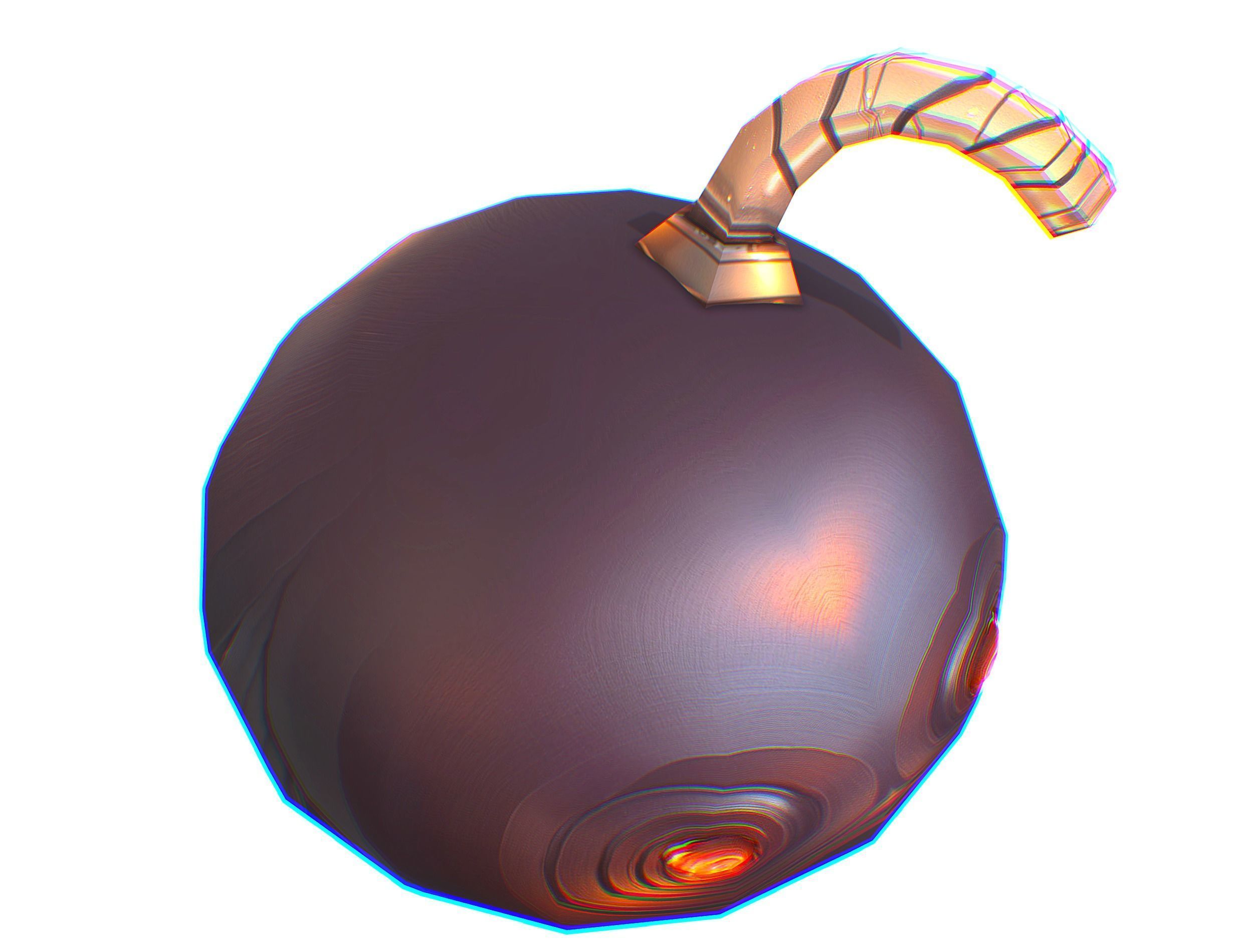 Black Cartoon Bomb With Glowing Eyes a Lit Fuse Low-poly 3D model_12