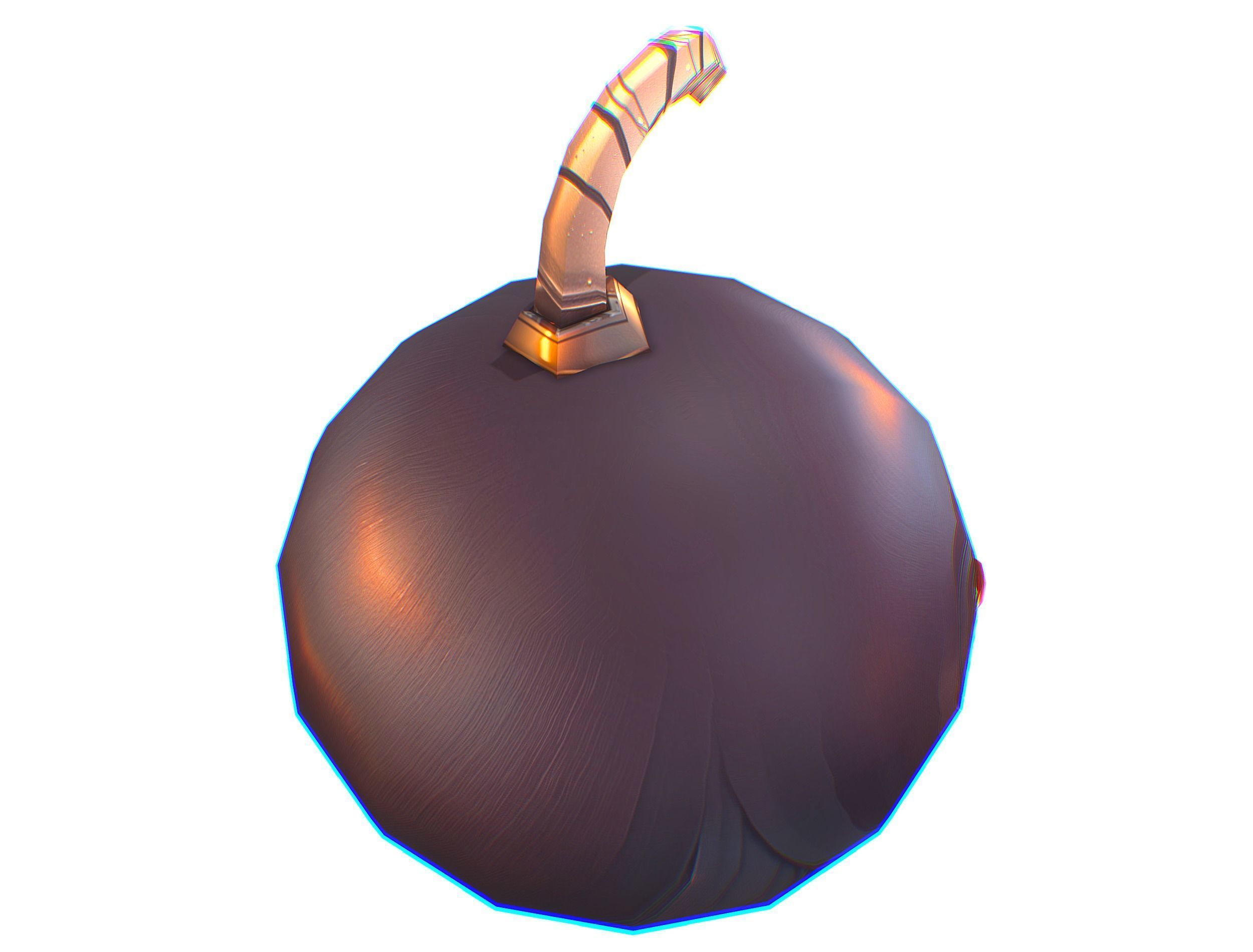 Black Cartoon Bomb With Glowing Eyes a Lit Fuse Low-poly 3D model_15