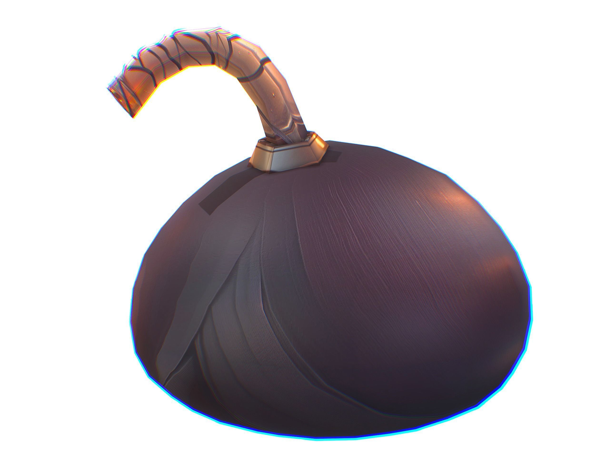 Black Cartoon Bomb With Glowing Eyes a Lit Fuse Low-poly 3D model_5