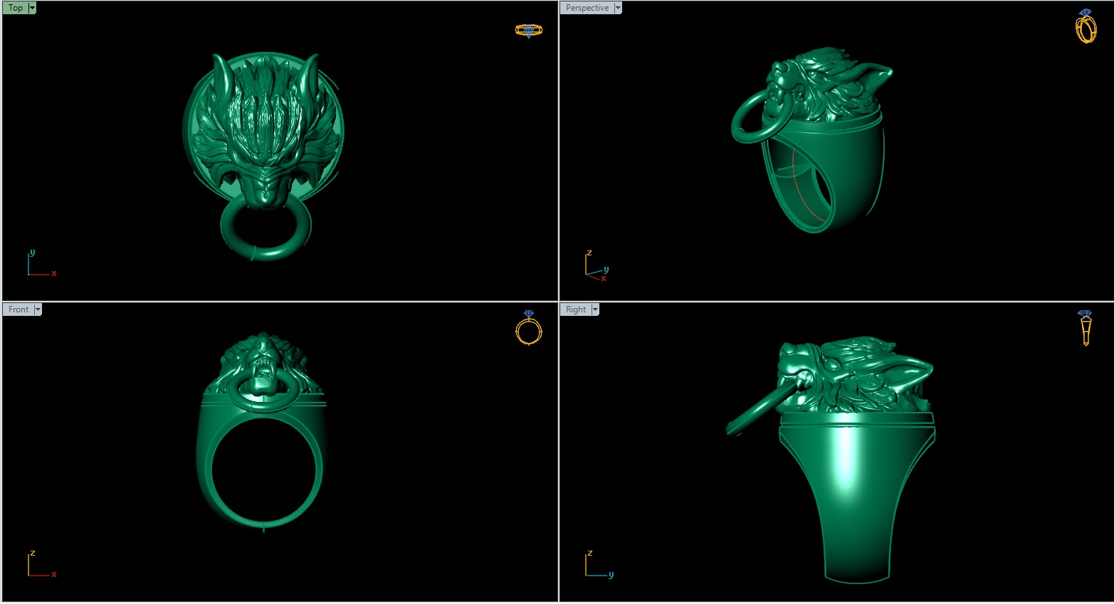 Wolf Ring 3D print model_3