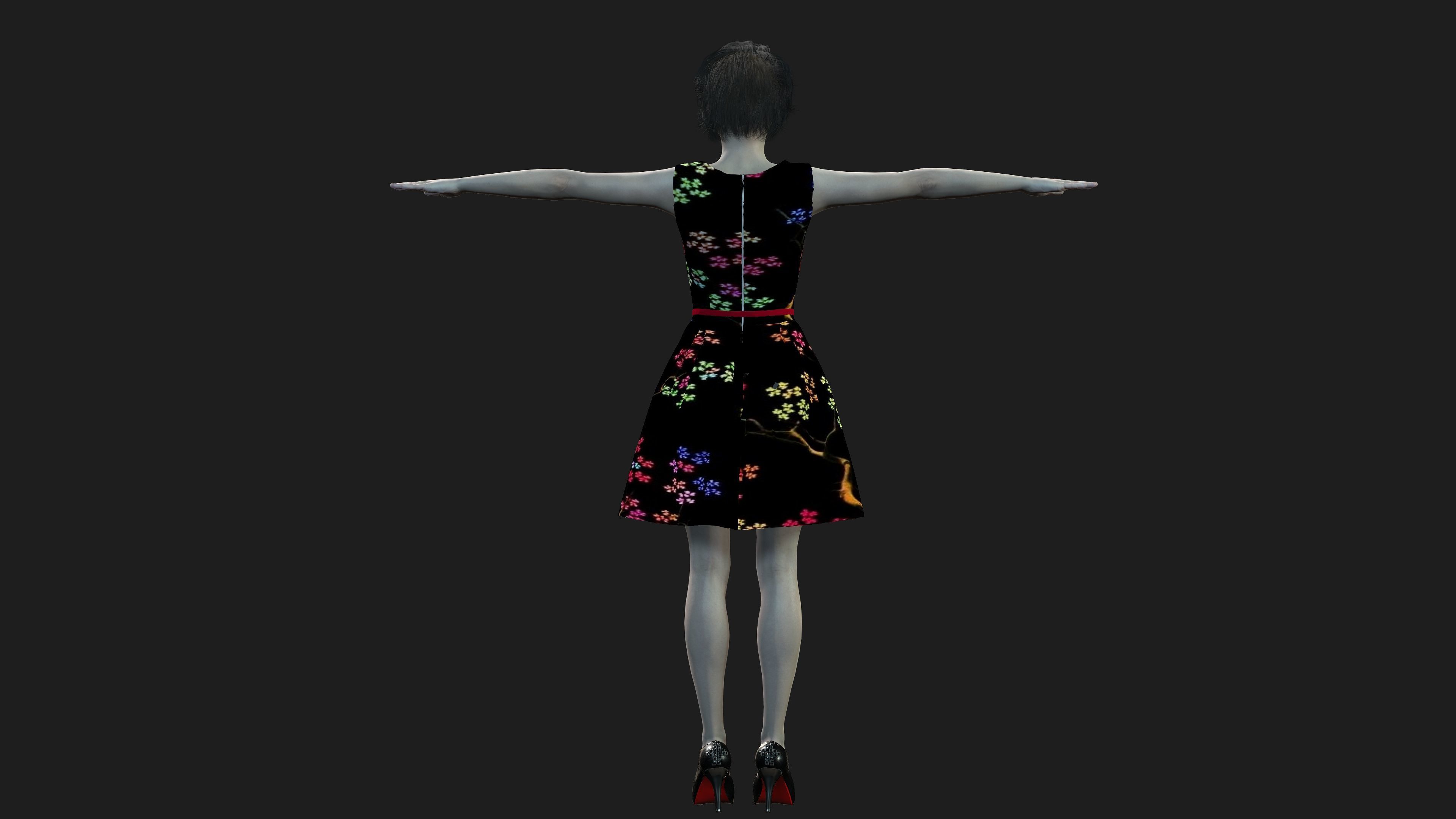 short hair realistic girl 3D model_14