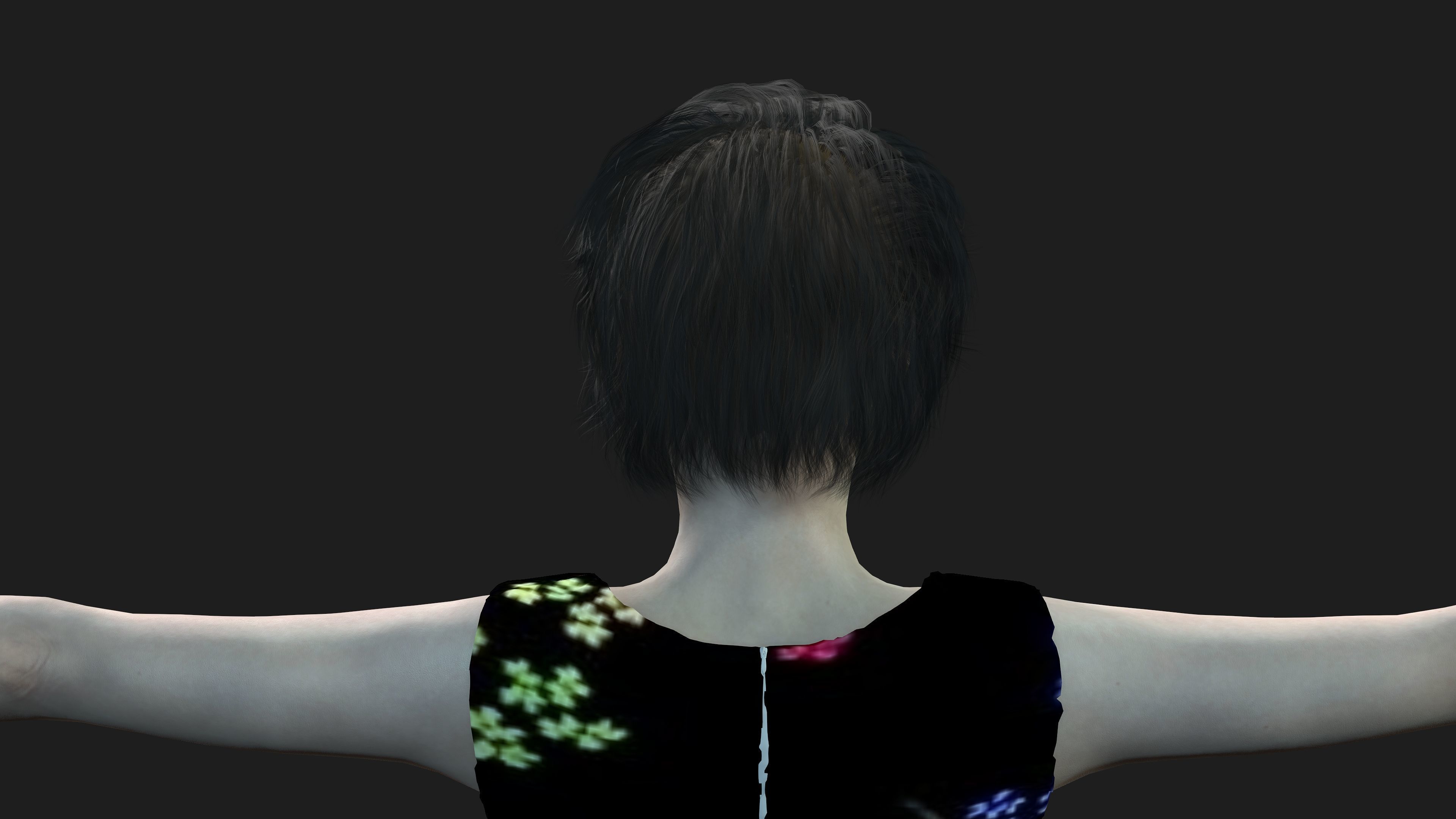short hair realistic girl 3D model_13