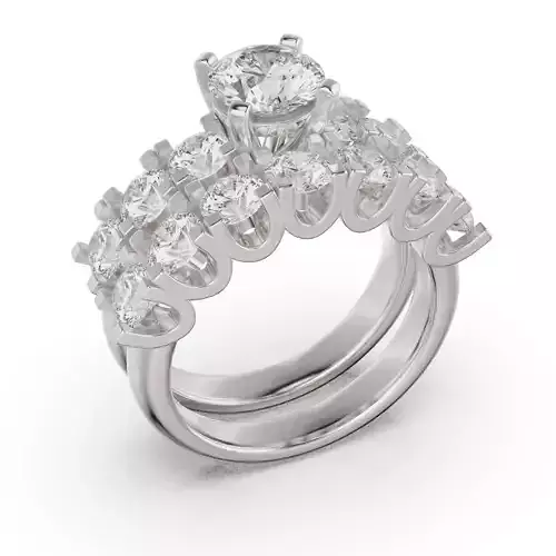 Solitaire and wedding ring for women 006 3D print model