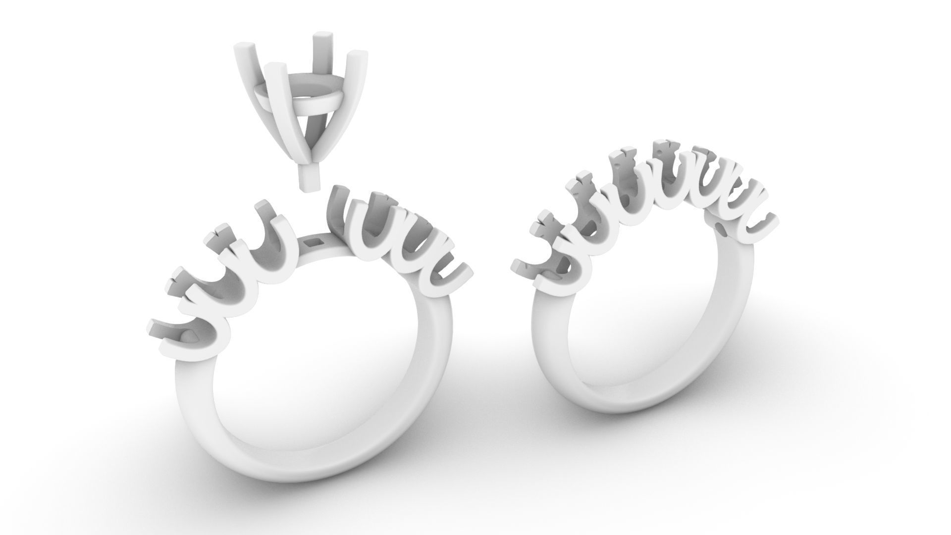 Solitaire and wedding ring for women 006 3D print model 3D print model_4