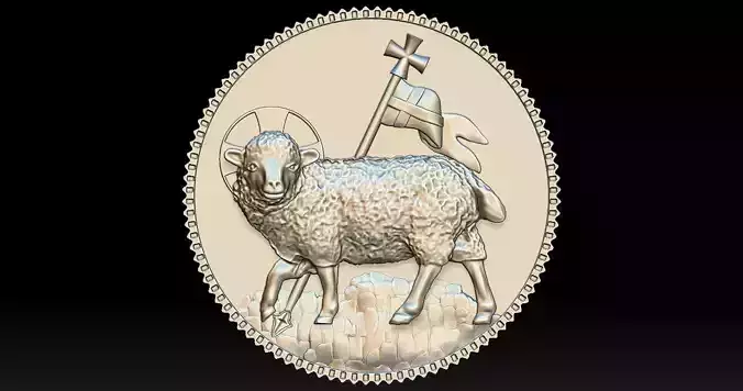 Agnus Dei Lamb of God Pendant - Coin 2 3D print model