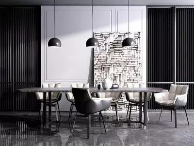 Modern dining table and chair combination 3D model 3D print model