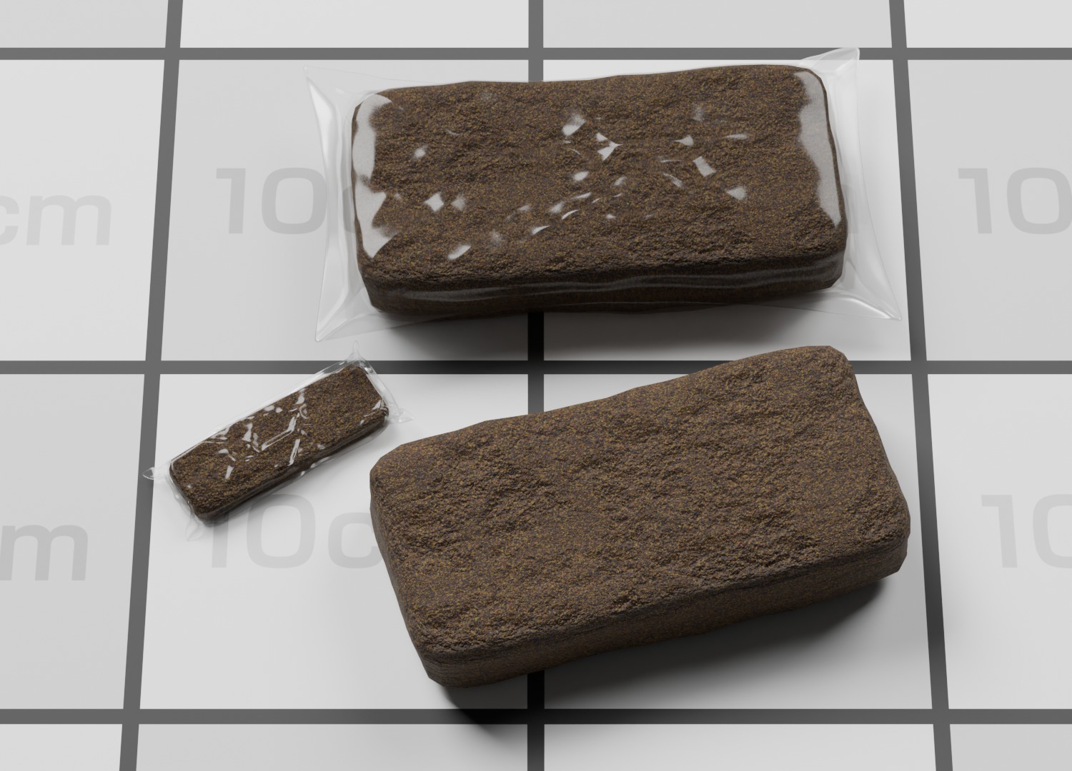 Hashish Brick Pack 3D model_2