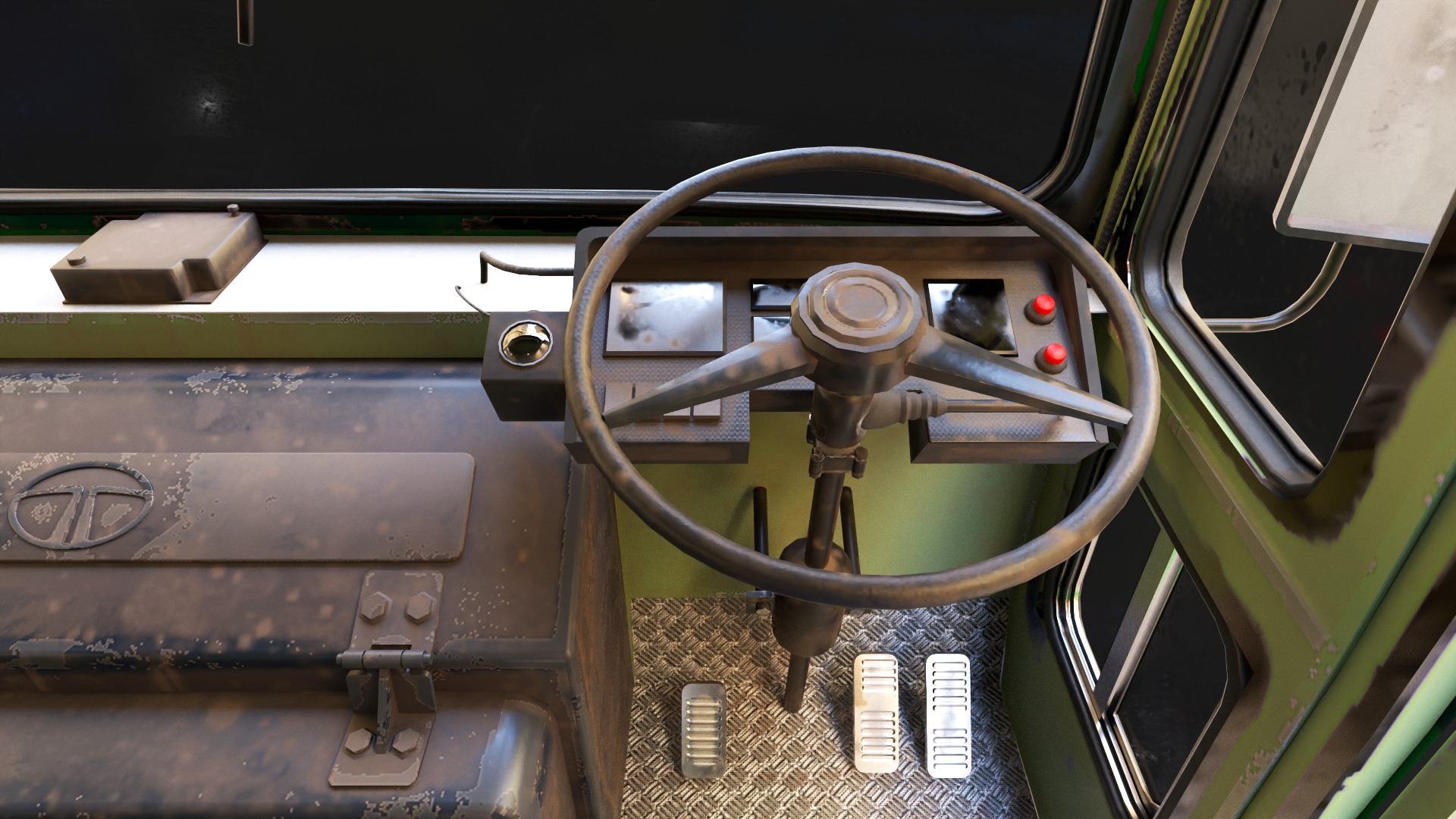 INDIAN ST BUS V1 Old Red and Black Low-poly 3D model_18