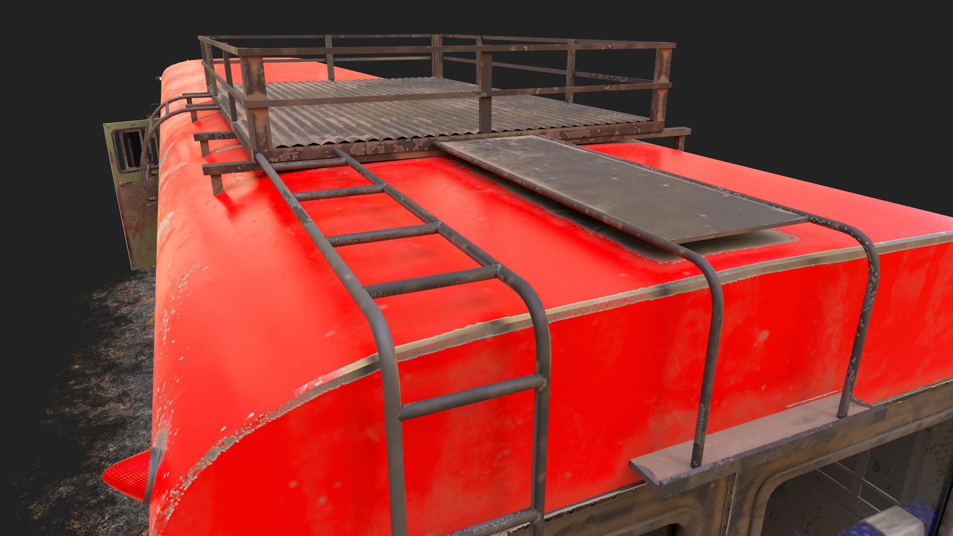 INDIAN ST BUS V1 Old Red and Black Low-poly 3D model_7