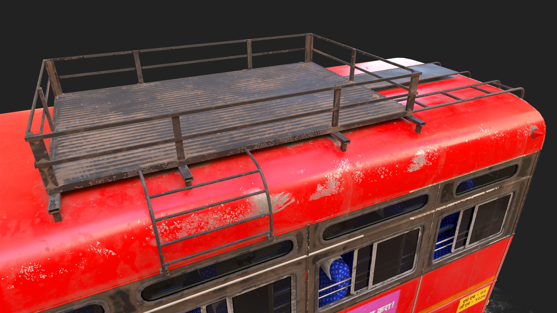INDIAN ST BUS V1 Old Red and Black Low-poly 3D model_6