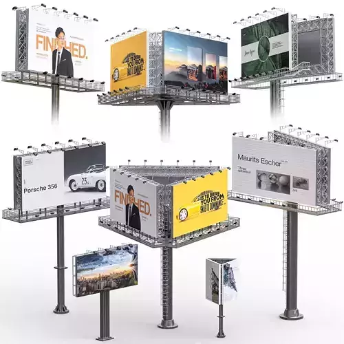 Street and Road Billboard Set 02 Low-poly 3D model
