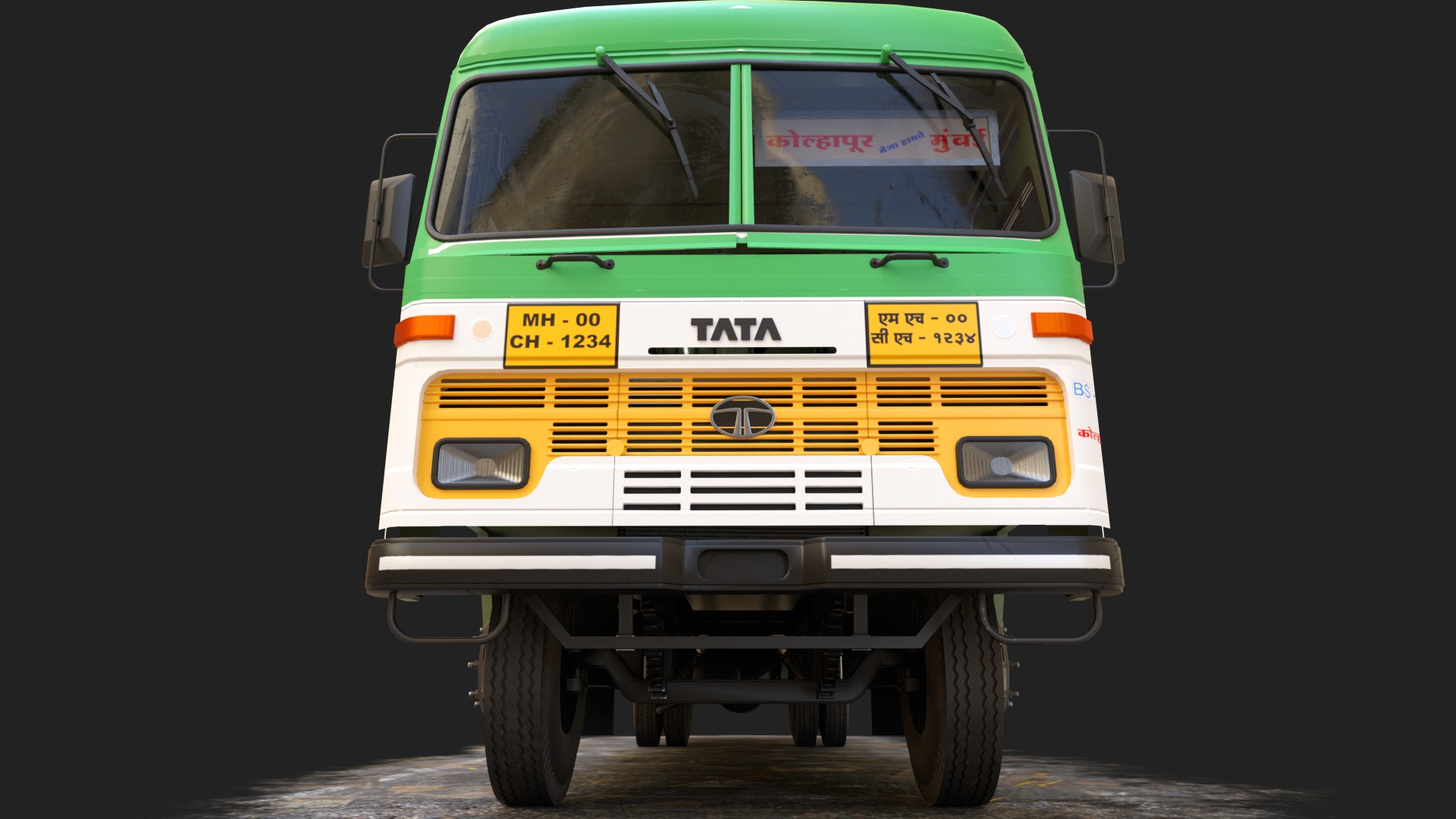 INDIAN HIRKANI ST BUS V2 Green and White Low-poly 3D model_5