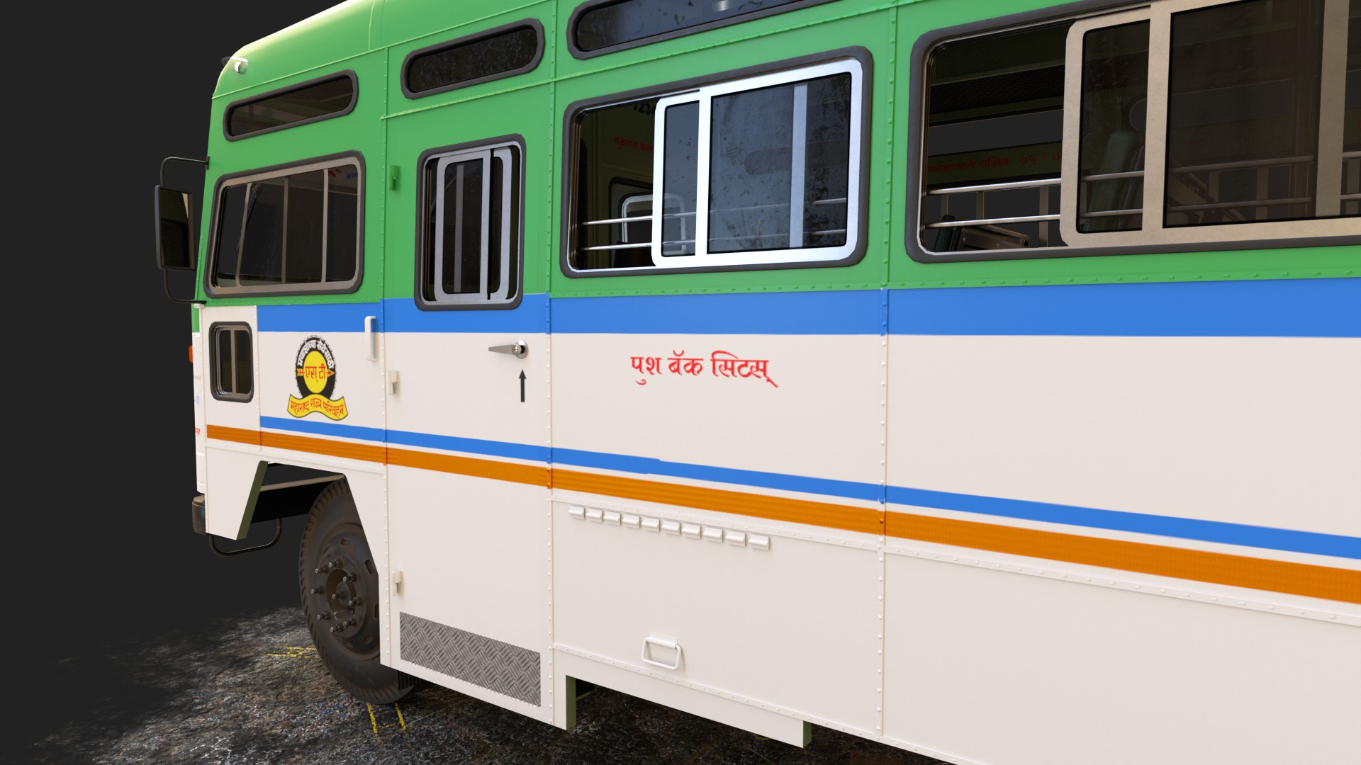 INDIAN HIRKANI ST BUS V2 Green and White Low-poly 3D model_10