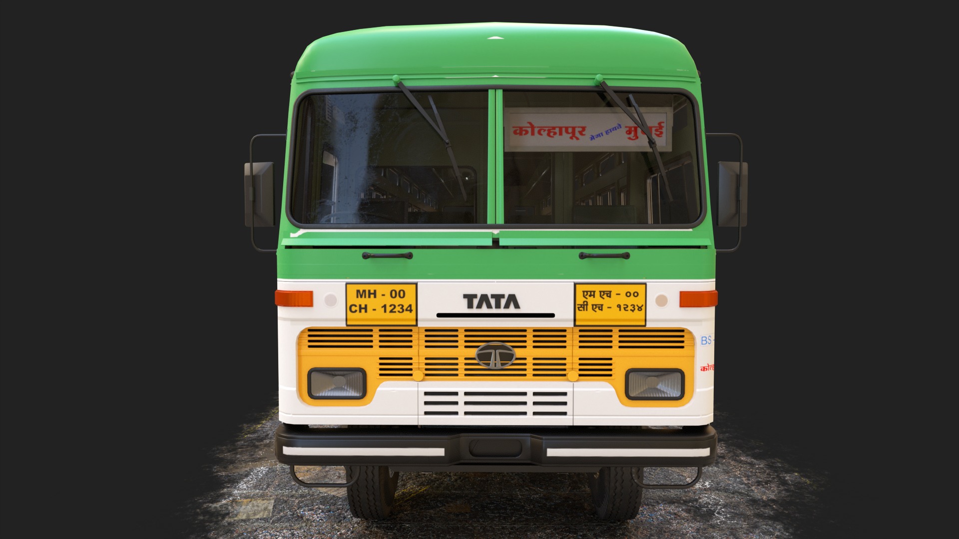 INDIAN HIRKANI ST BUS V2 Green and White Low-poly 3D model_4