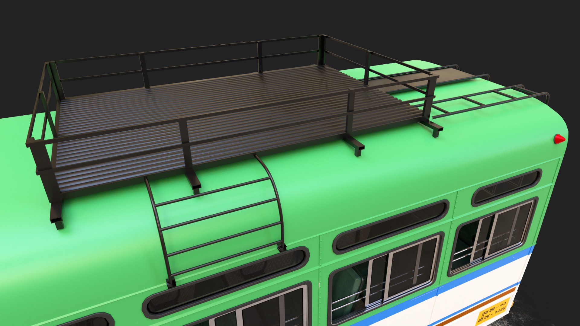 INDIAN HIRKANI ST BUS V2 Green and White Low-poly 3D model_6