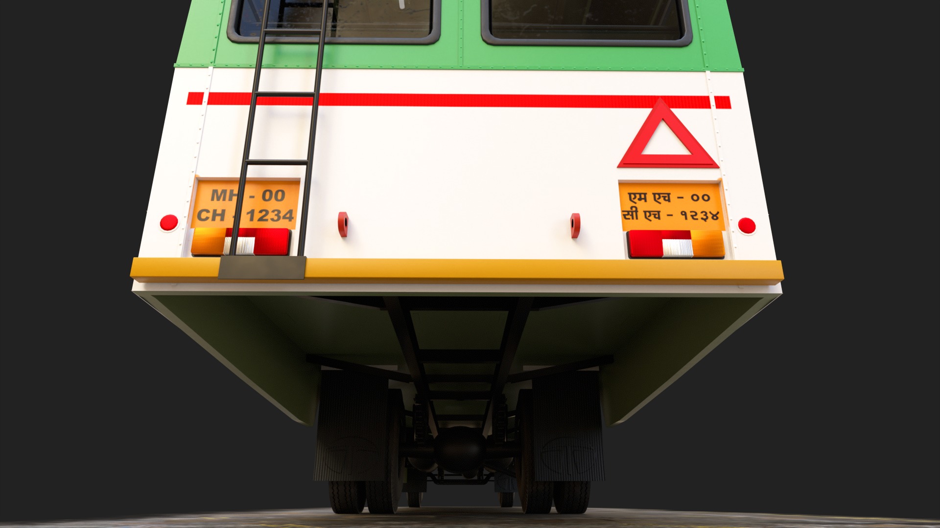 INDIAN HIRKANI ST BUS V2 Green and White Low-poly 3D model_8