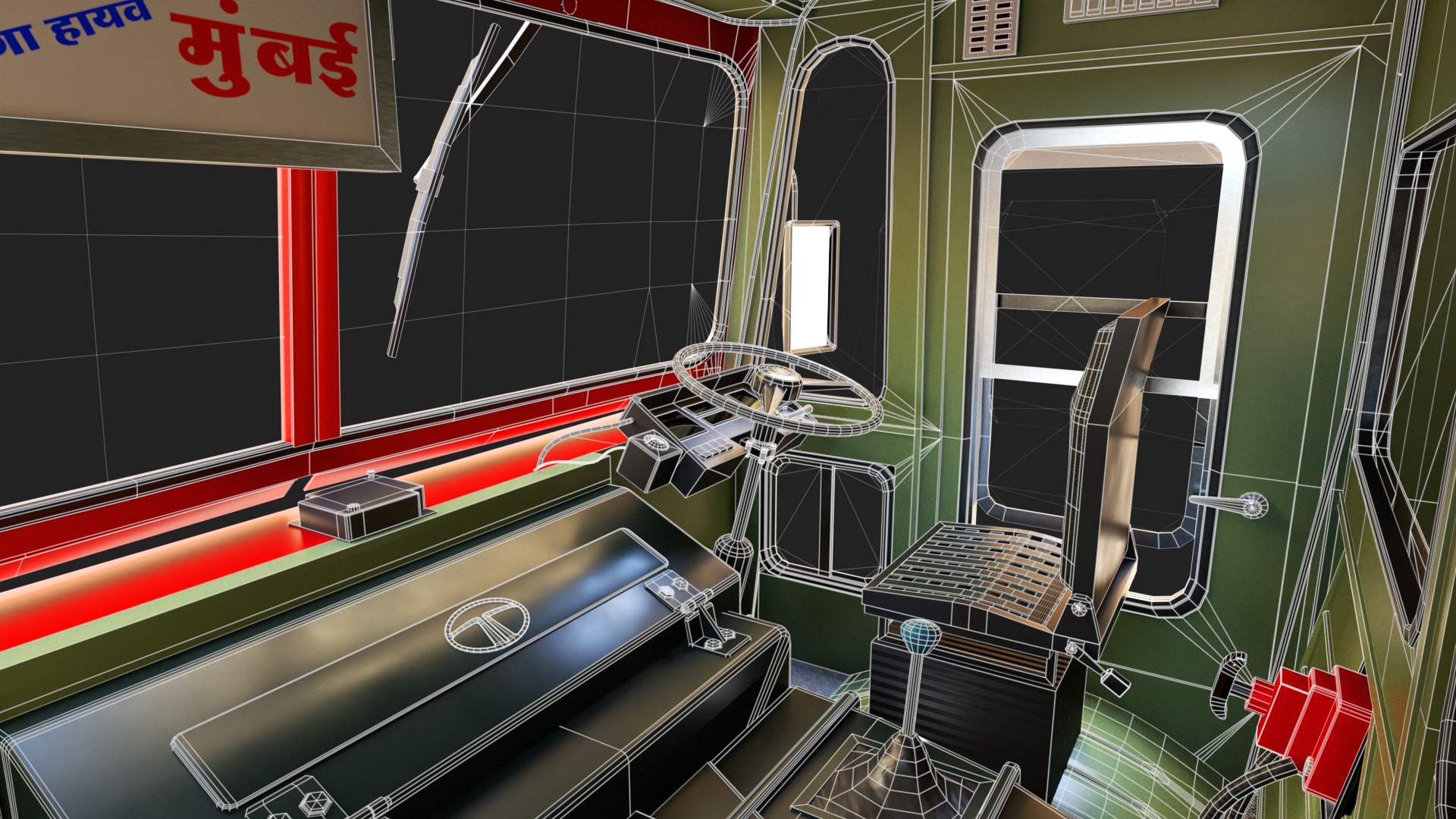 INDIAN HIRKANI ST BUS V2 Green and White Low-poly 3D model_26