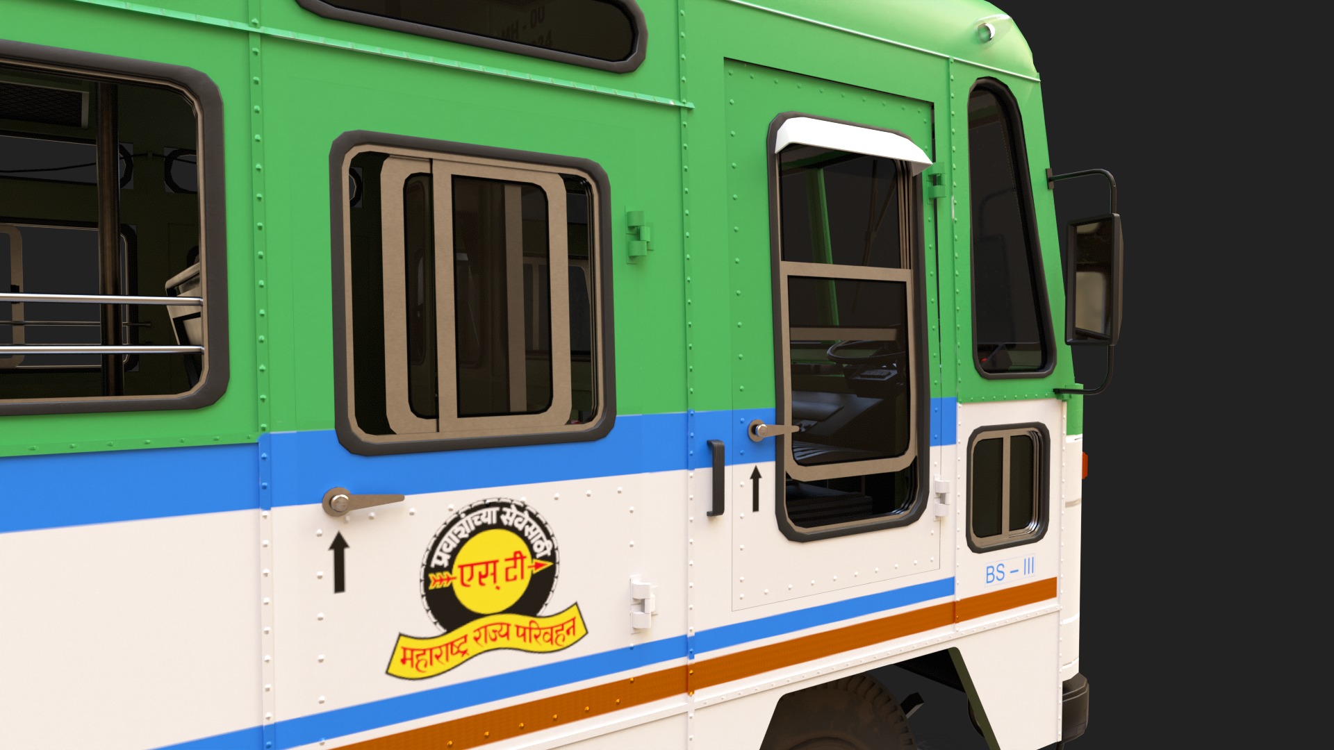 INDIAN HIRKANI ST BUS V2 Green and White Low-poly 3D model_11