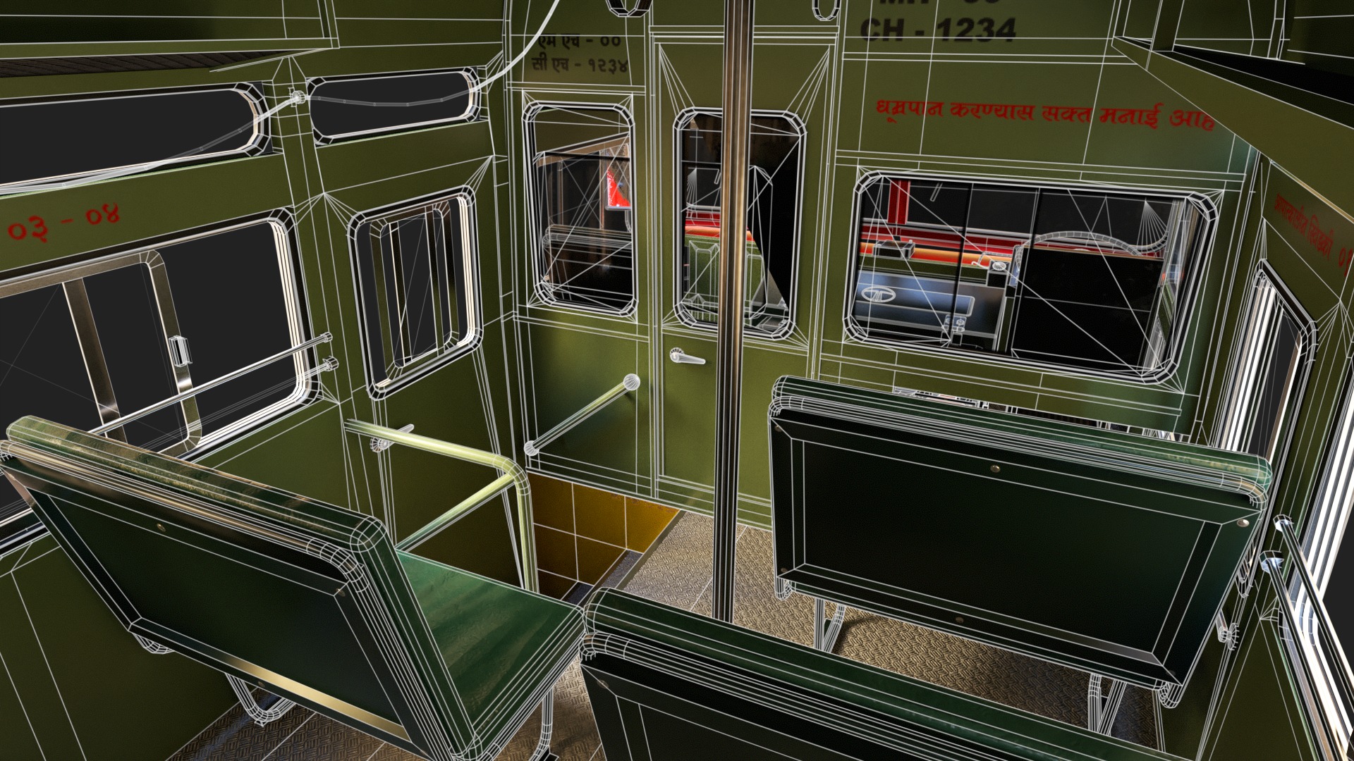 INDIAN HIRKANI ST BUS V2 Green and White Low-poly 3D model_23