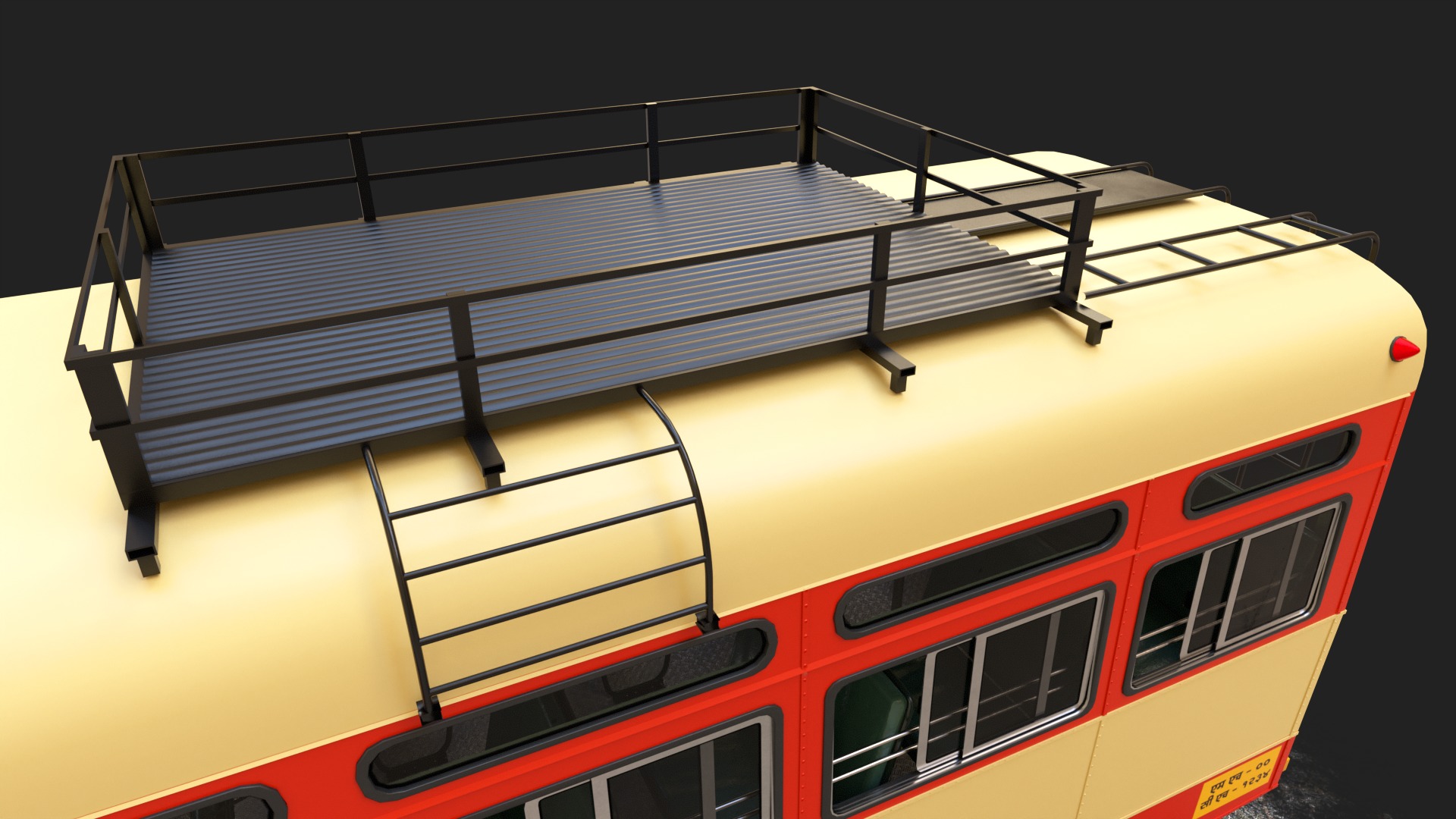 INDIAN ST BUS V2 Orange and Yellow Low-poly 3D model_6