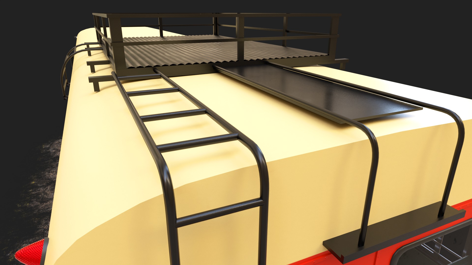 INDIAN ST BUS V2 Orange and Yellow Low-poly 3D model_7