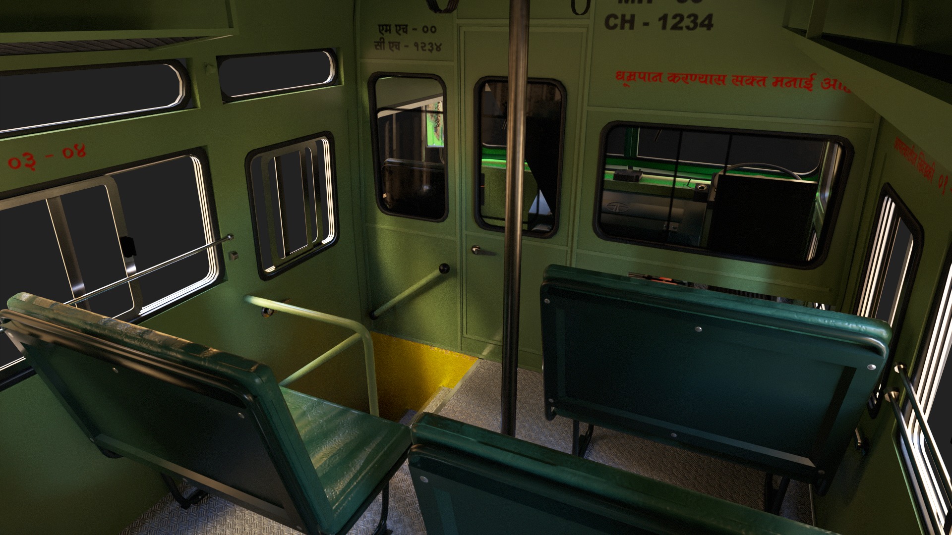 INDIAN ST BUS V2 Orange and Yellow Low-poly 3D model_12